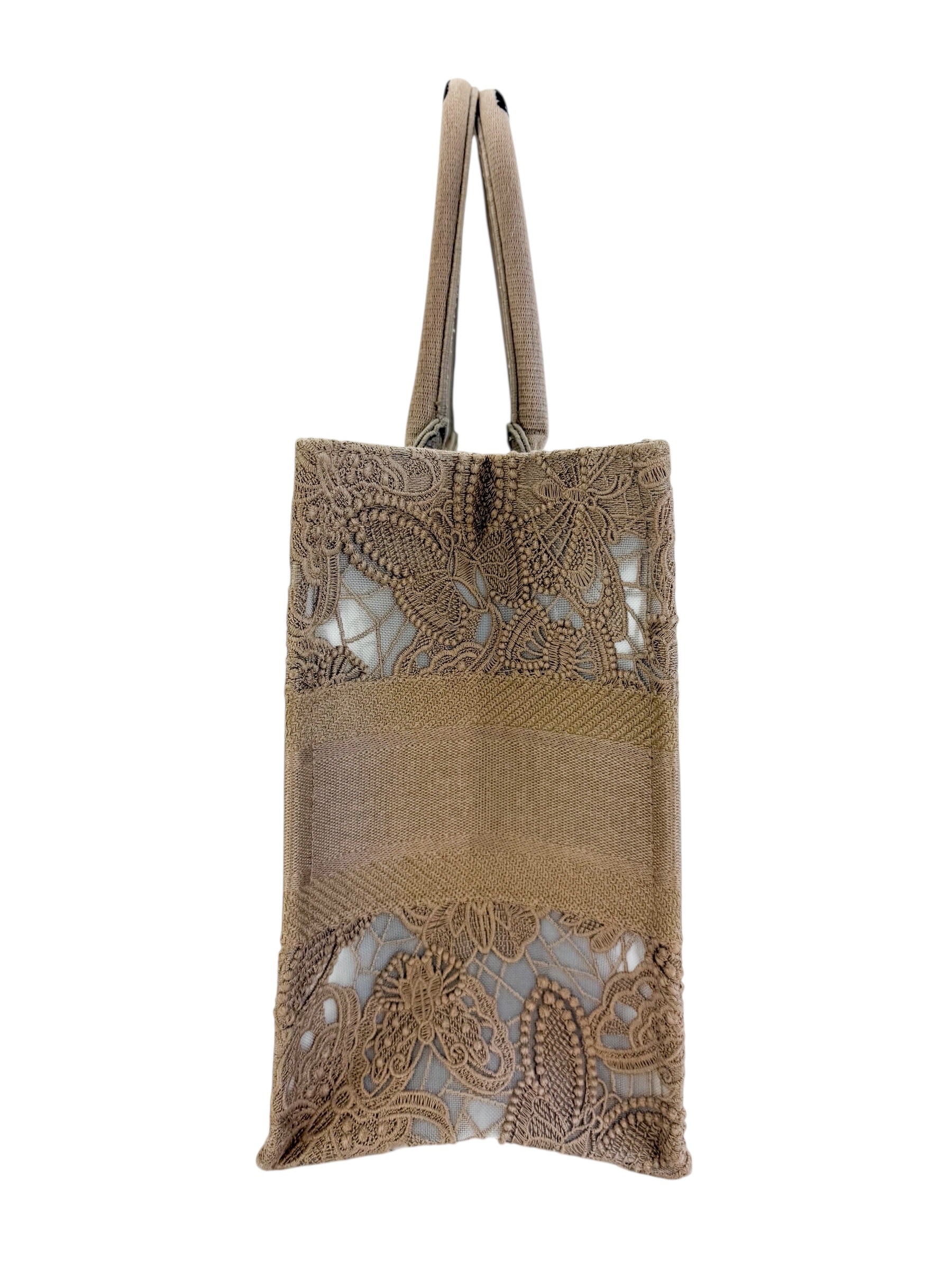 Christian Dior Book Tote Embroidered Lace Medium (Full Set)