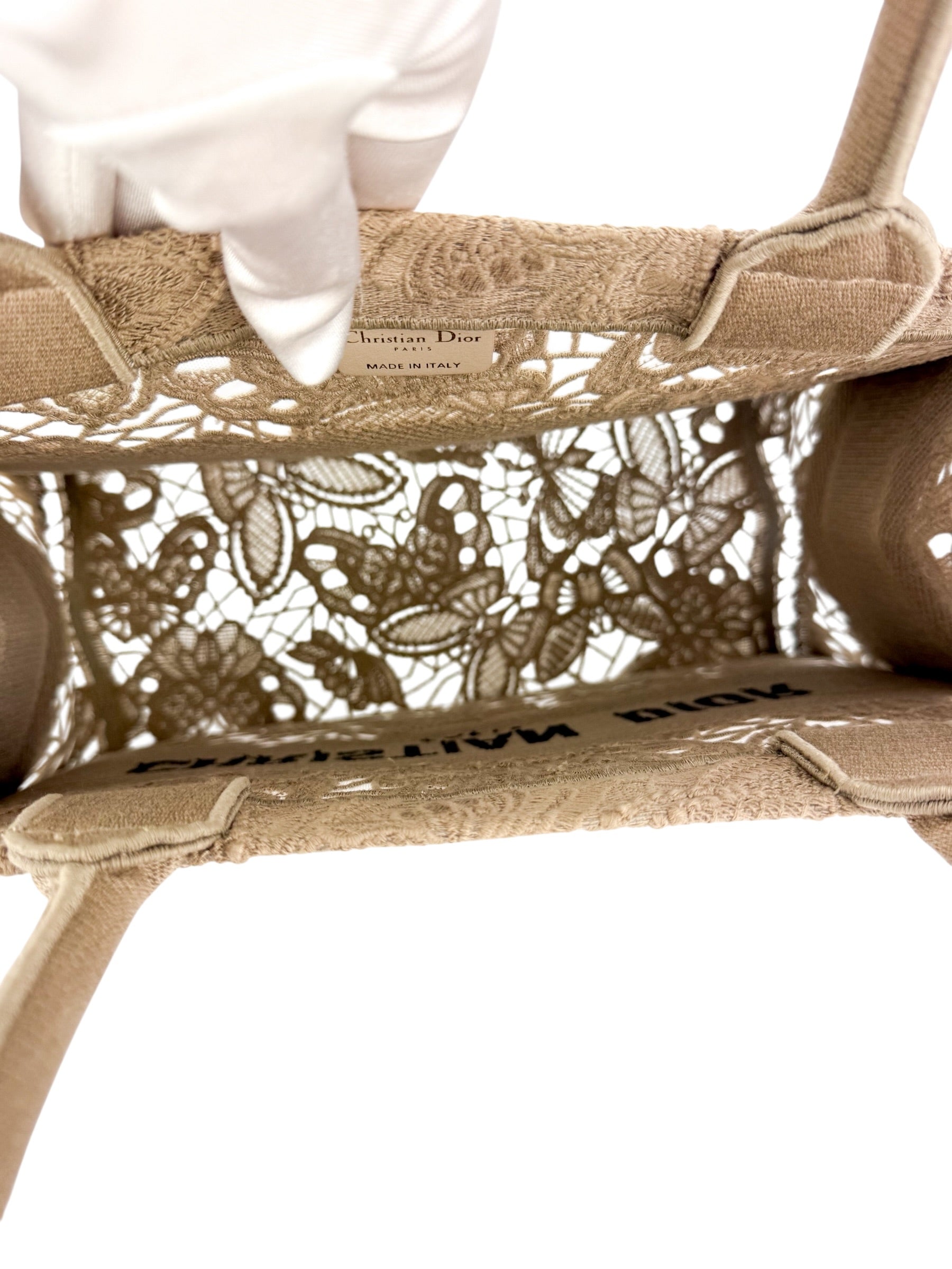 Christian Dior Book Tote Embroidered Lace Medium (Full Set)