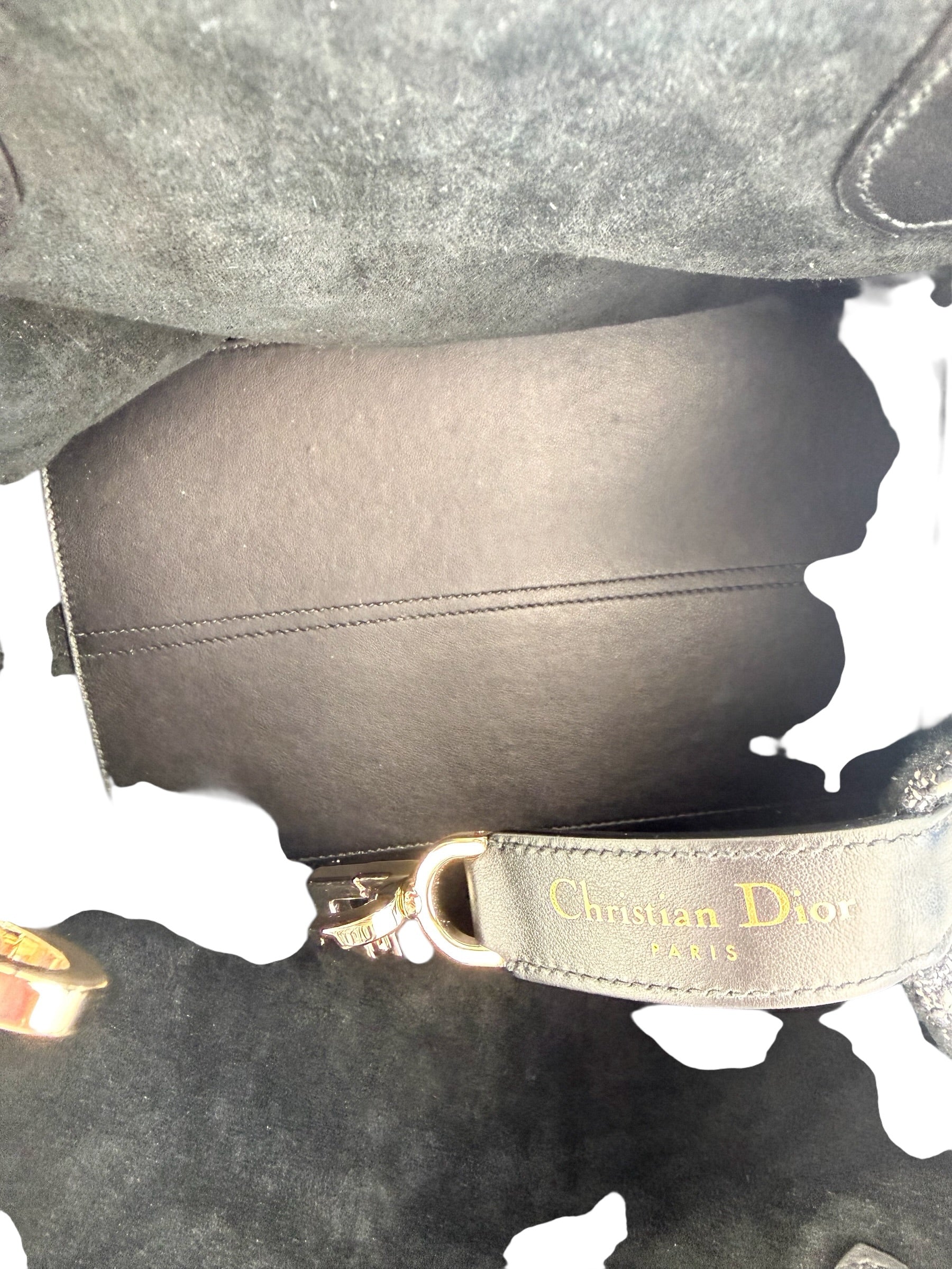 Christian Dior Tweed Cannage Medium Toujours Black White w/ Pouch (Full Set)