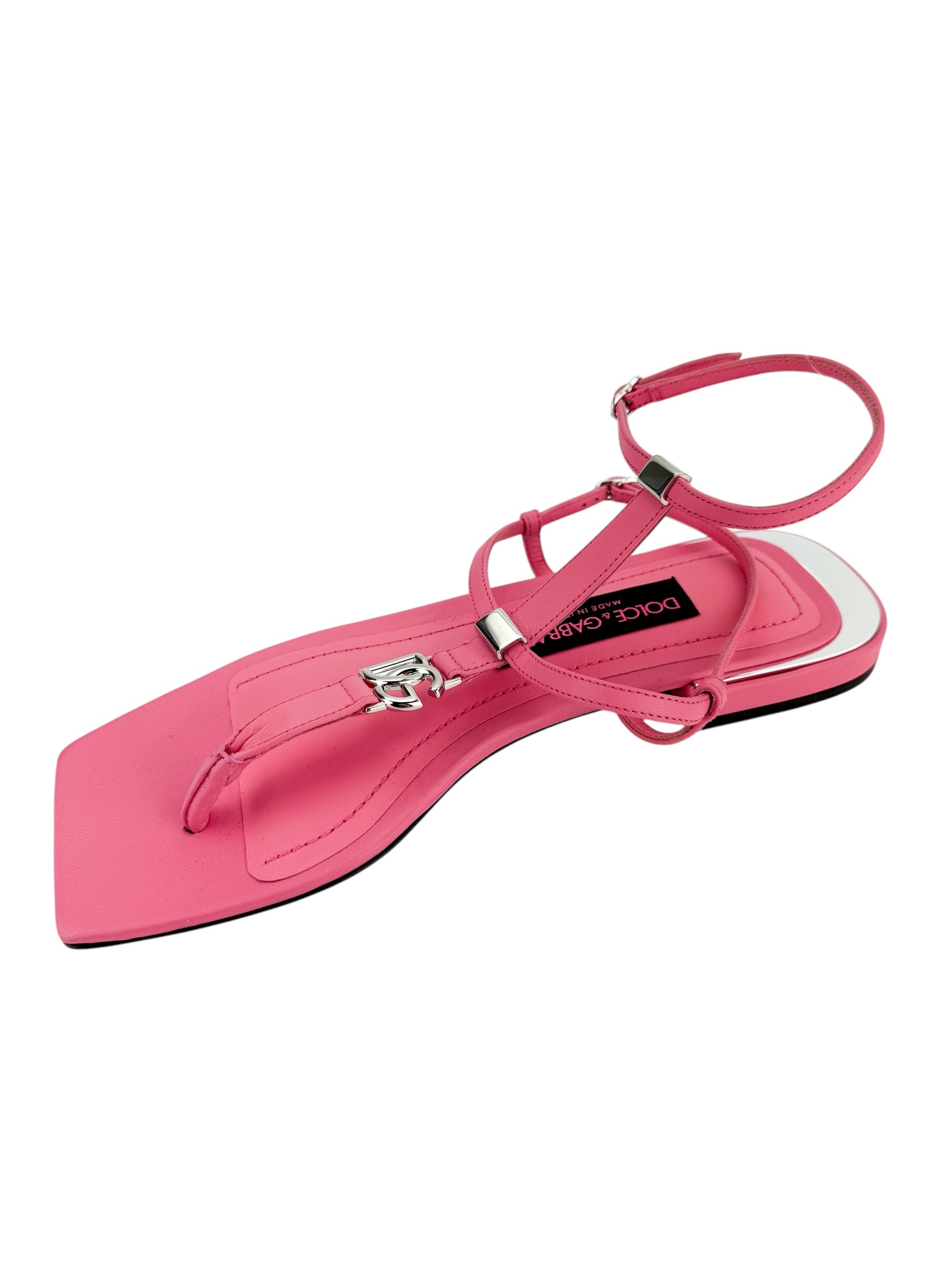 Dolce & Gabbana Thong Leather Sandal Pink Size 38