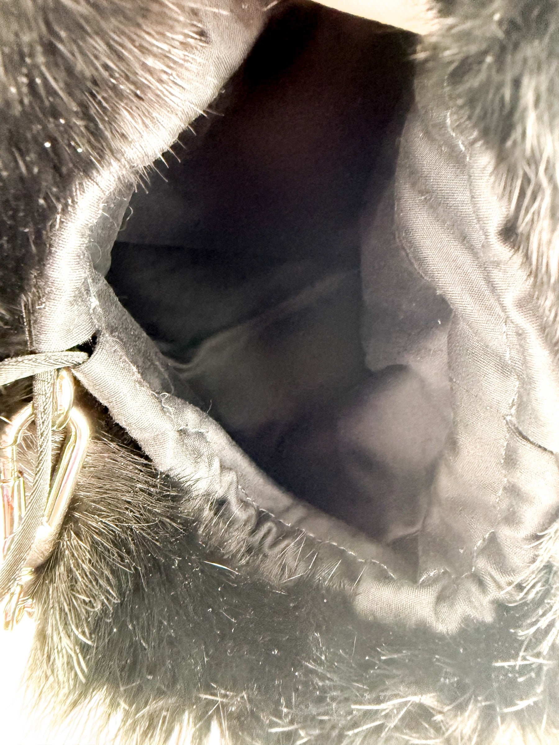 Dolce & Gabbana Black Faux Fur Silver Chain Crossbody Bag (NWT)