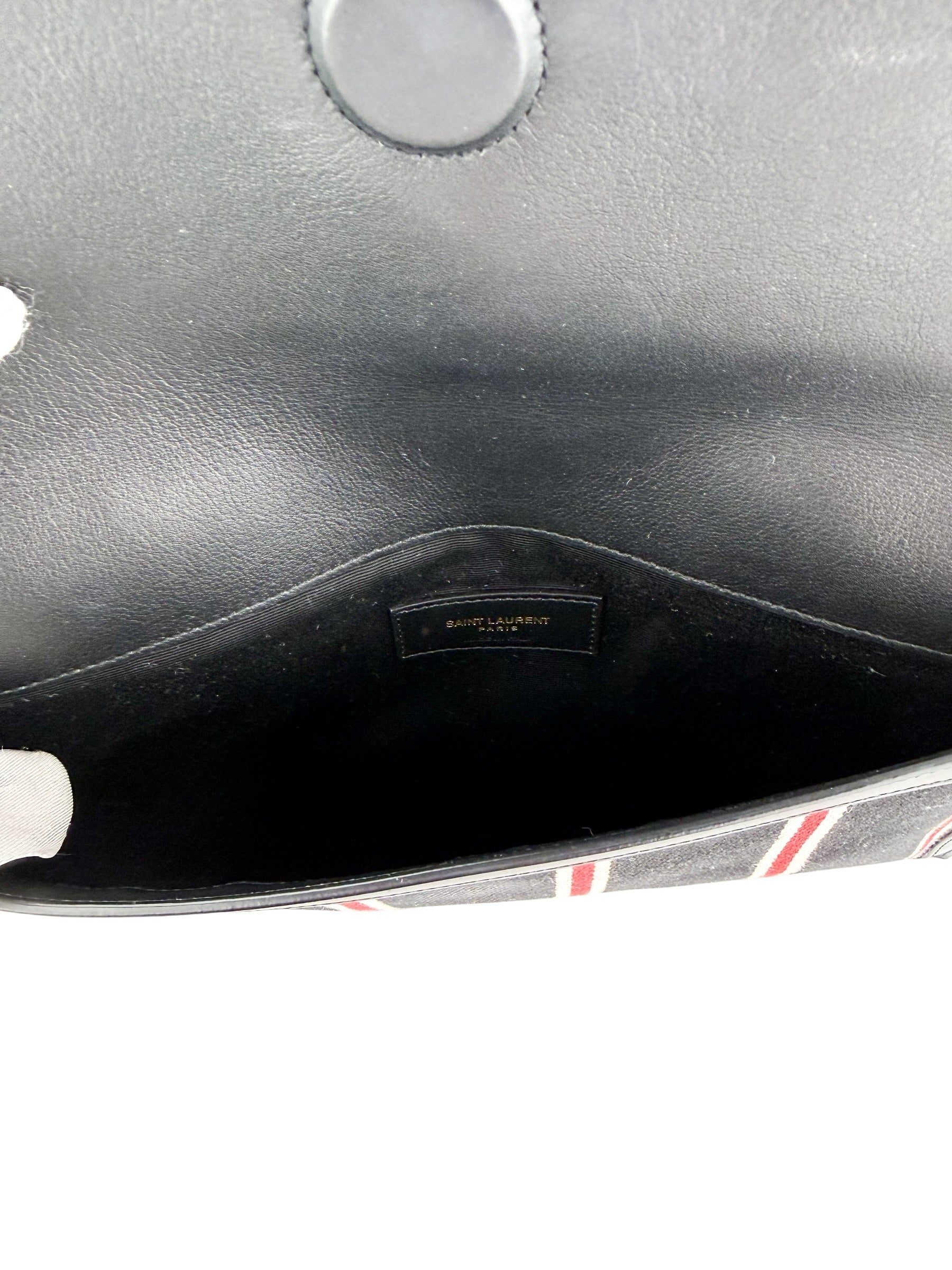 Saint Laurent Striped Uptown Clutch Black (Full Set)