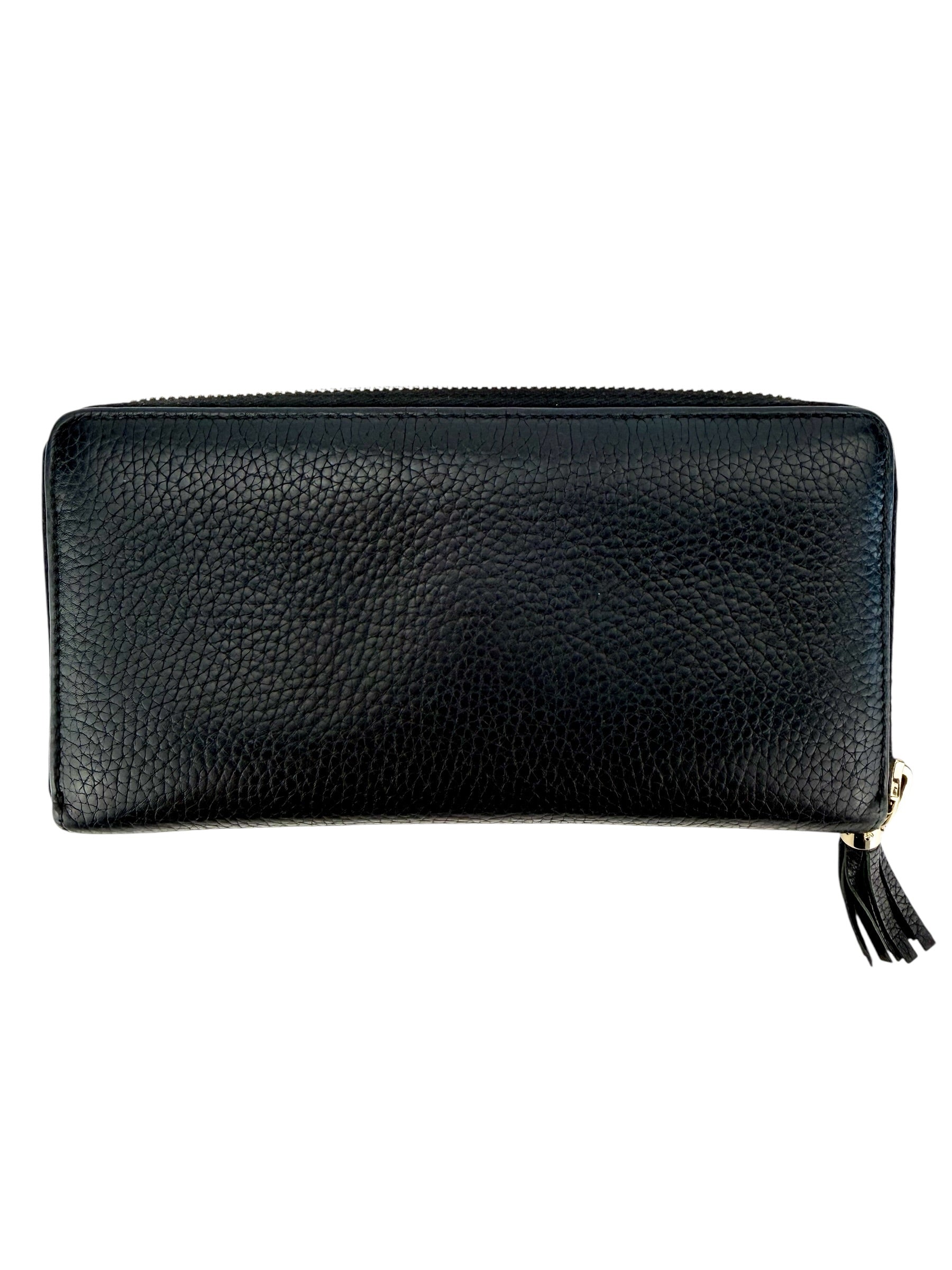 Gucci Pebbled Calfskin Soho Zip Around Wallet Black