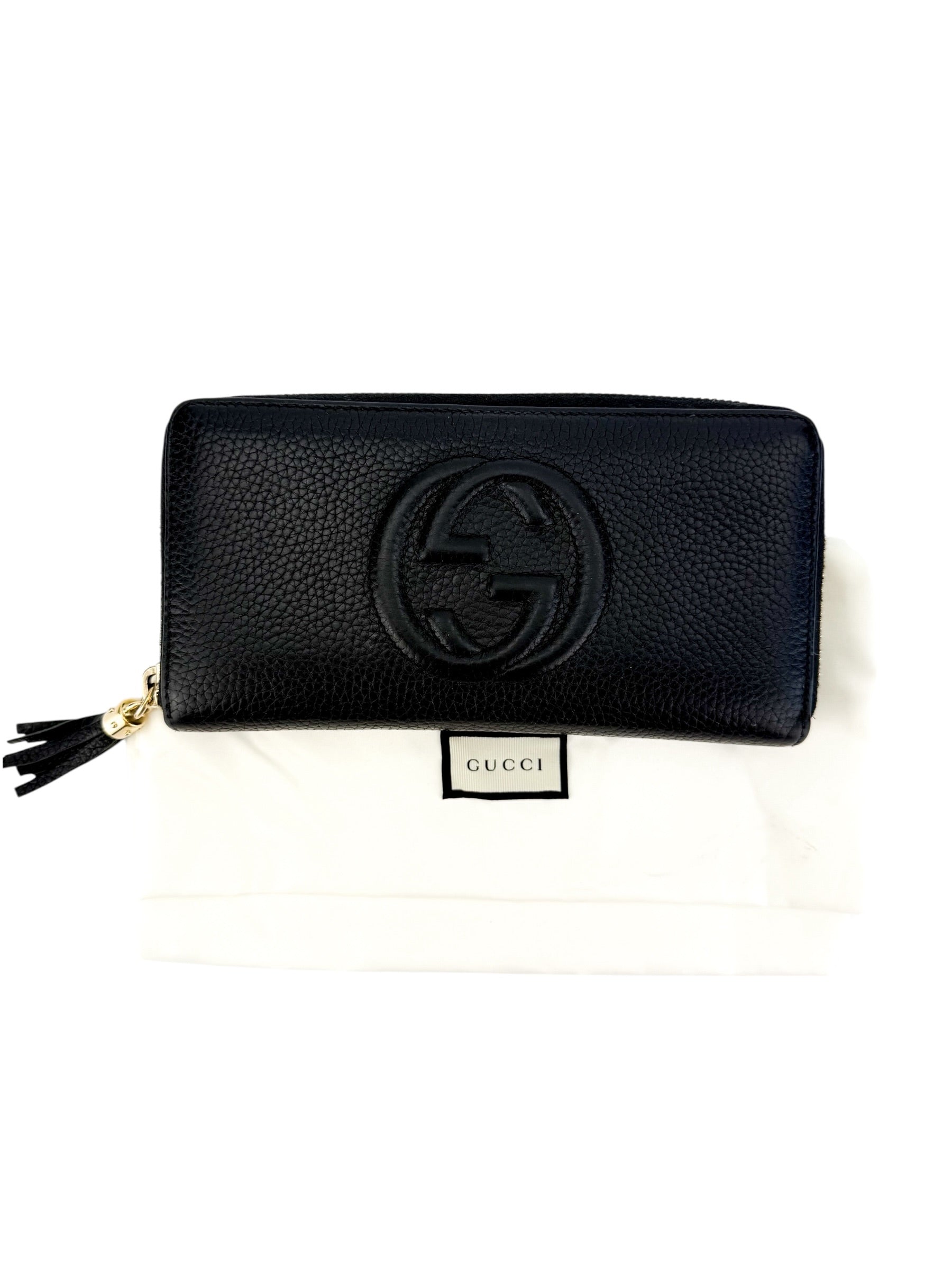 Gucci Pebbled Calfskin Soho Zip Around Wallet Black