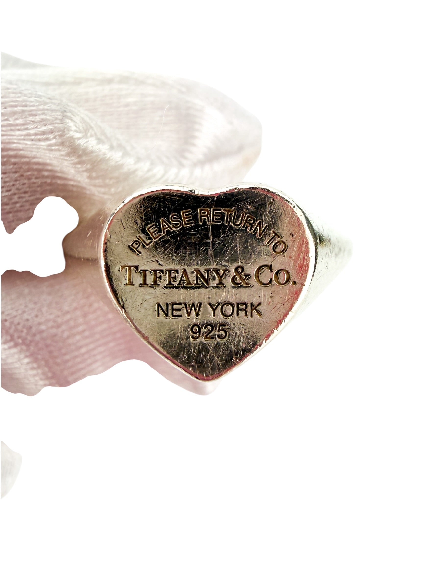 Tiffany&Co. Return to Tiffany Heart Signet Ring Silver Size 8