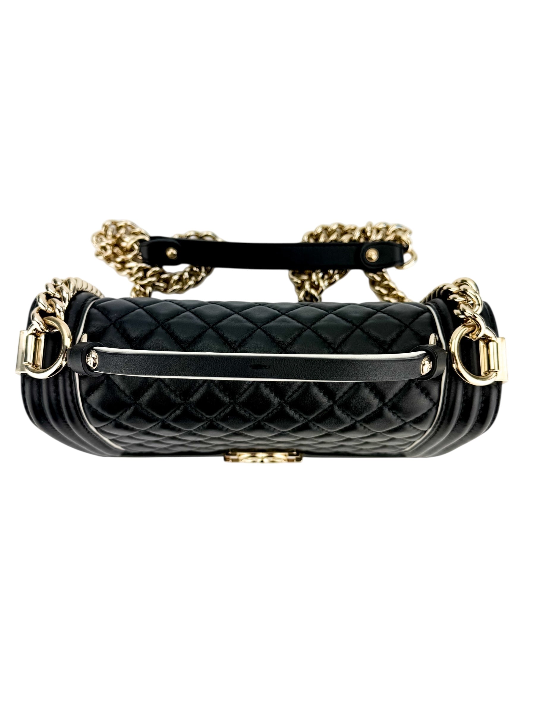 Chanel Quilted Medium Boy Top Handle Flap Black
