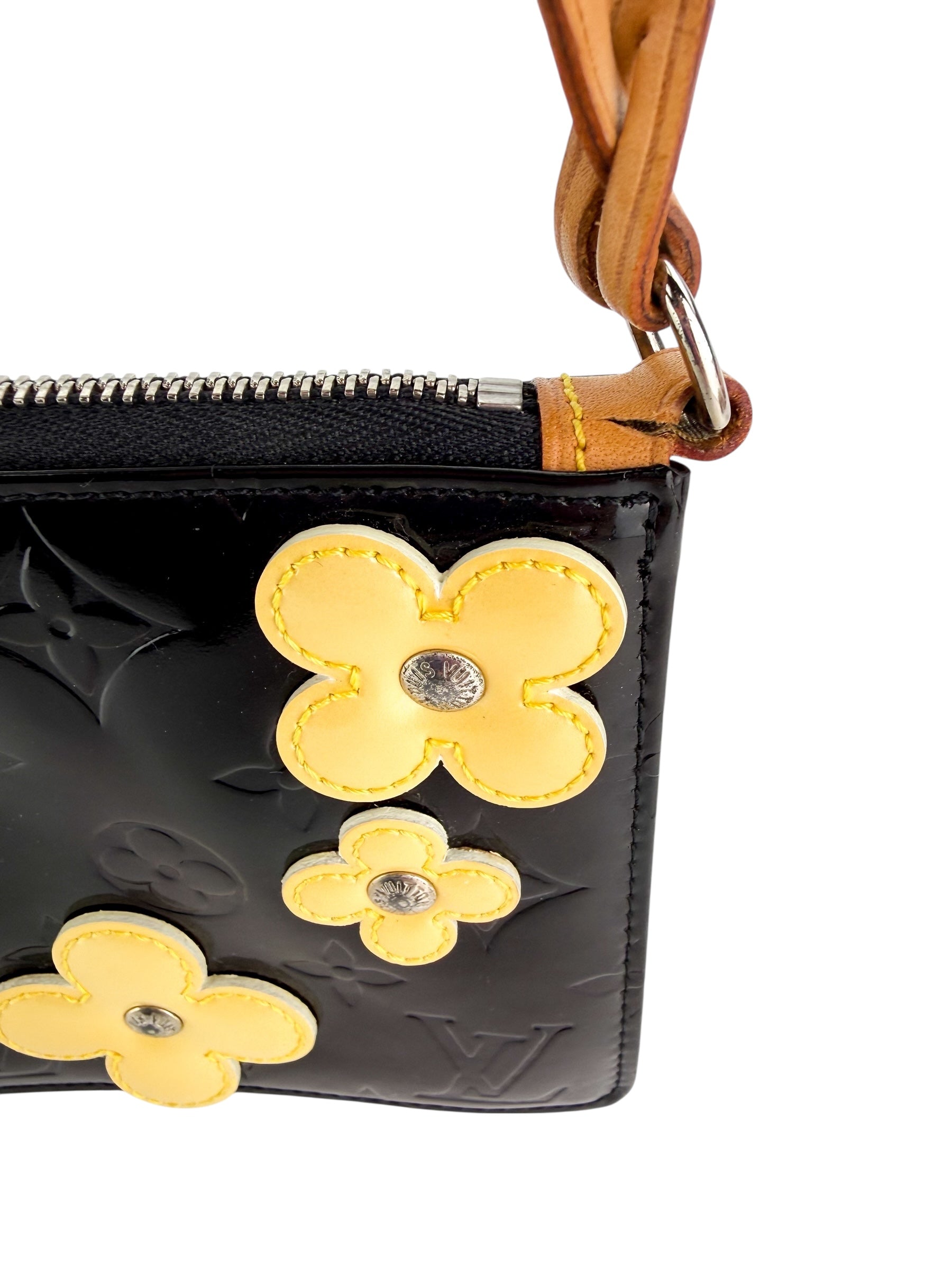 Louis Vuitton Vintage Lexington Fleurs Pochette Monogram Vernis Black