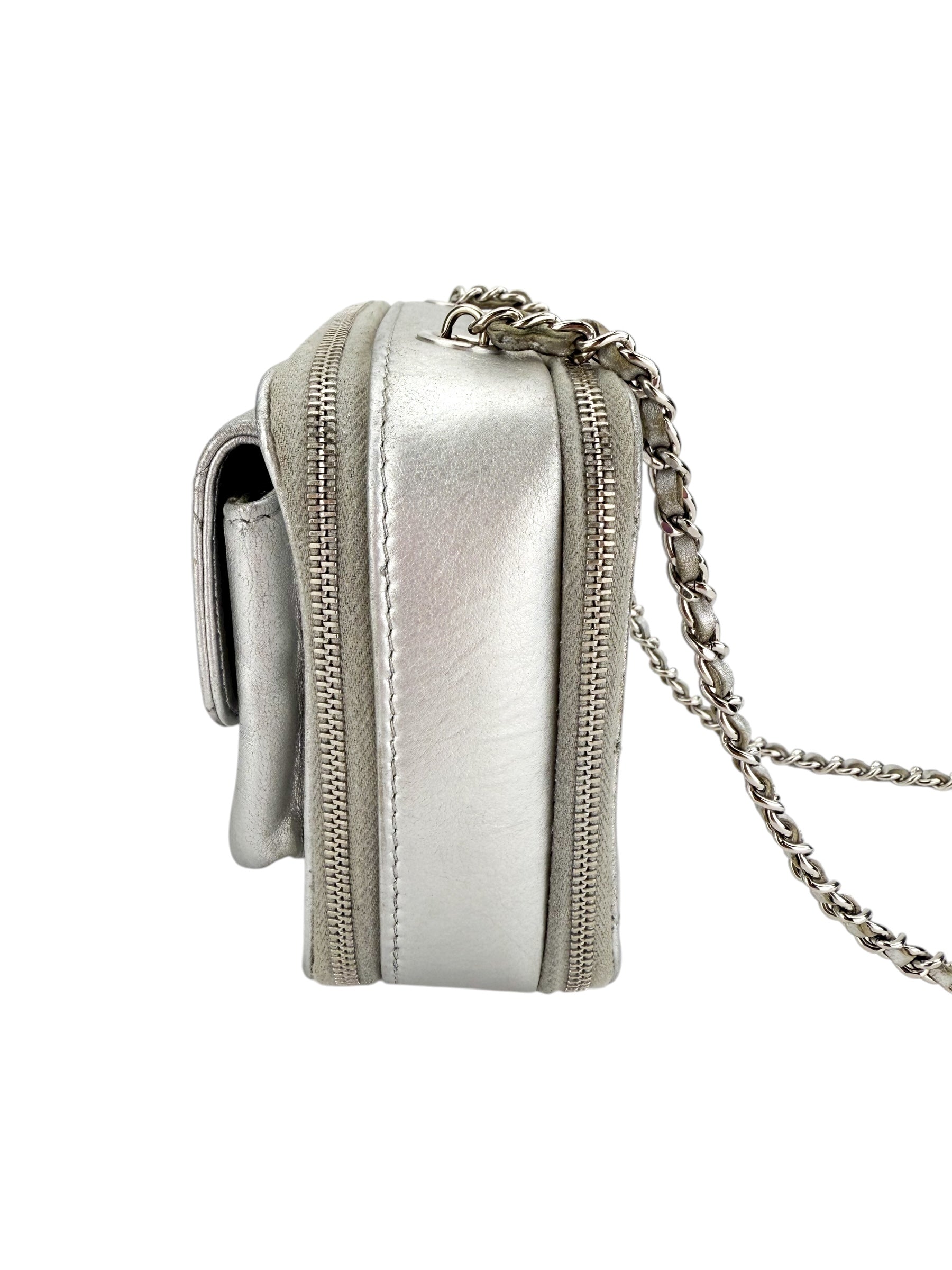 Chanel Small Pocket Box Camera Bag Metallic Silver