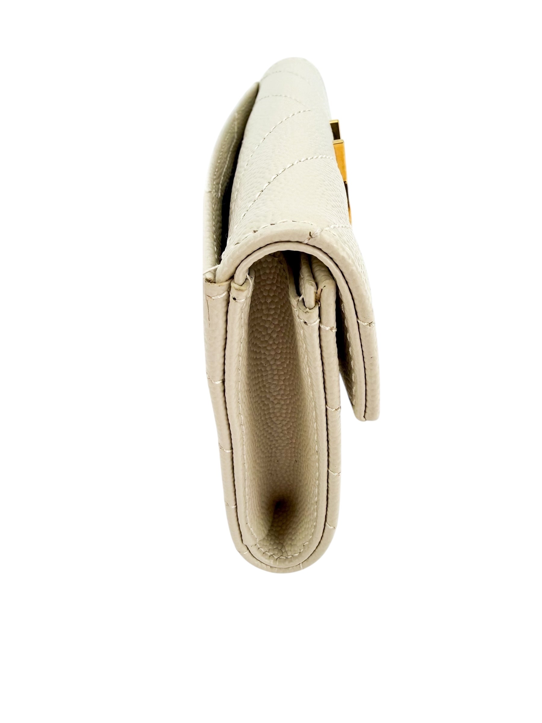 Saint Laurent Cassandre Grain De Poudre Wallet Soft Crema (Full Set)