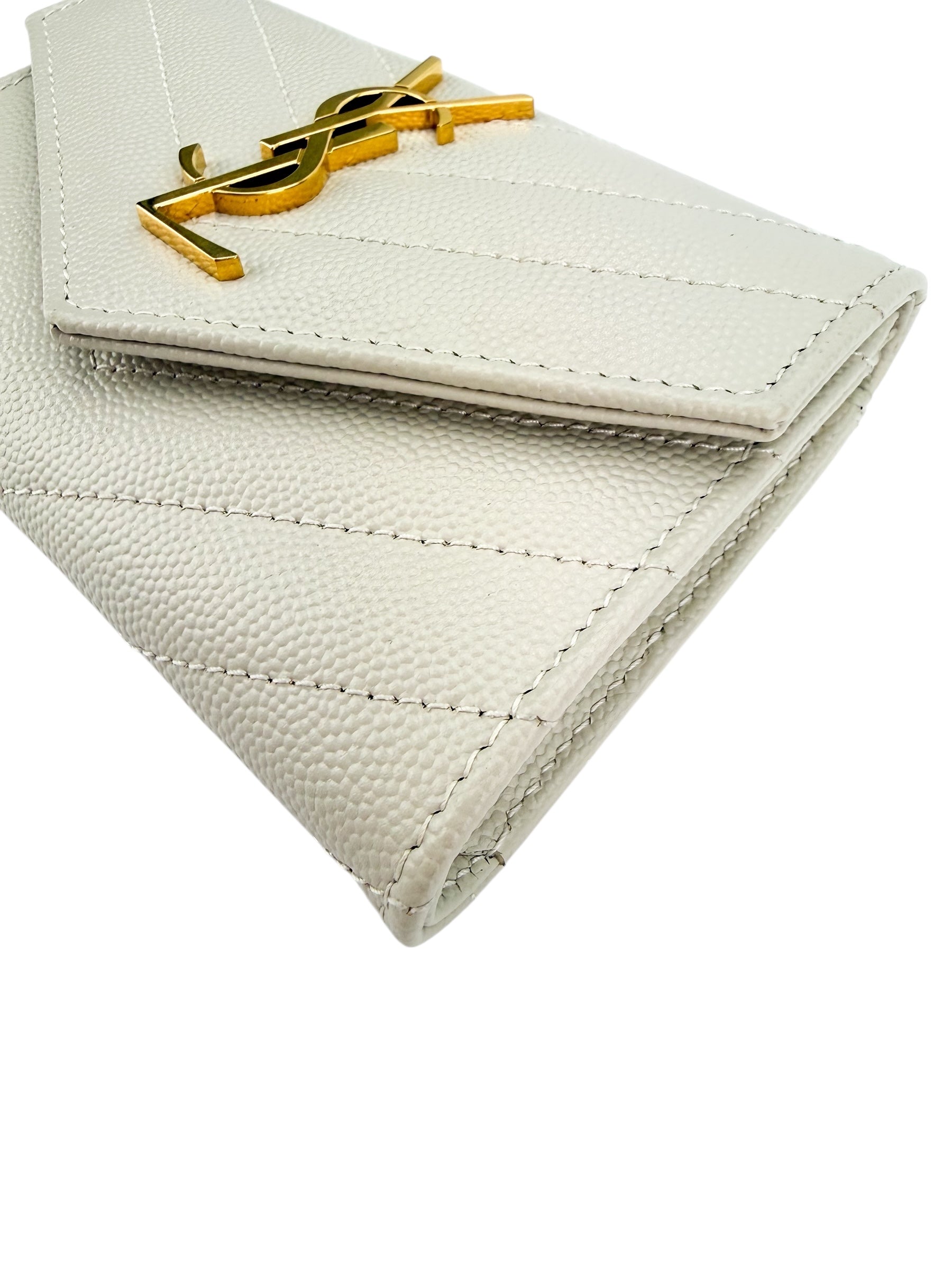 Saint Laurent Cassandre Grain De Poudre Wallet Soft Crema (Full Set)