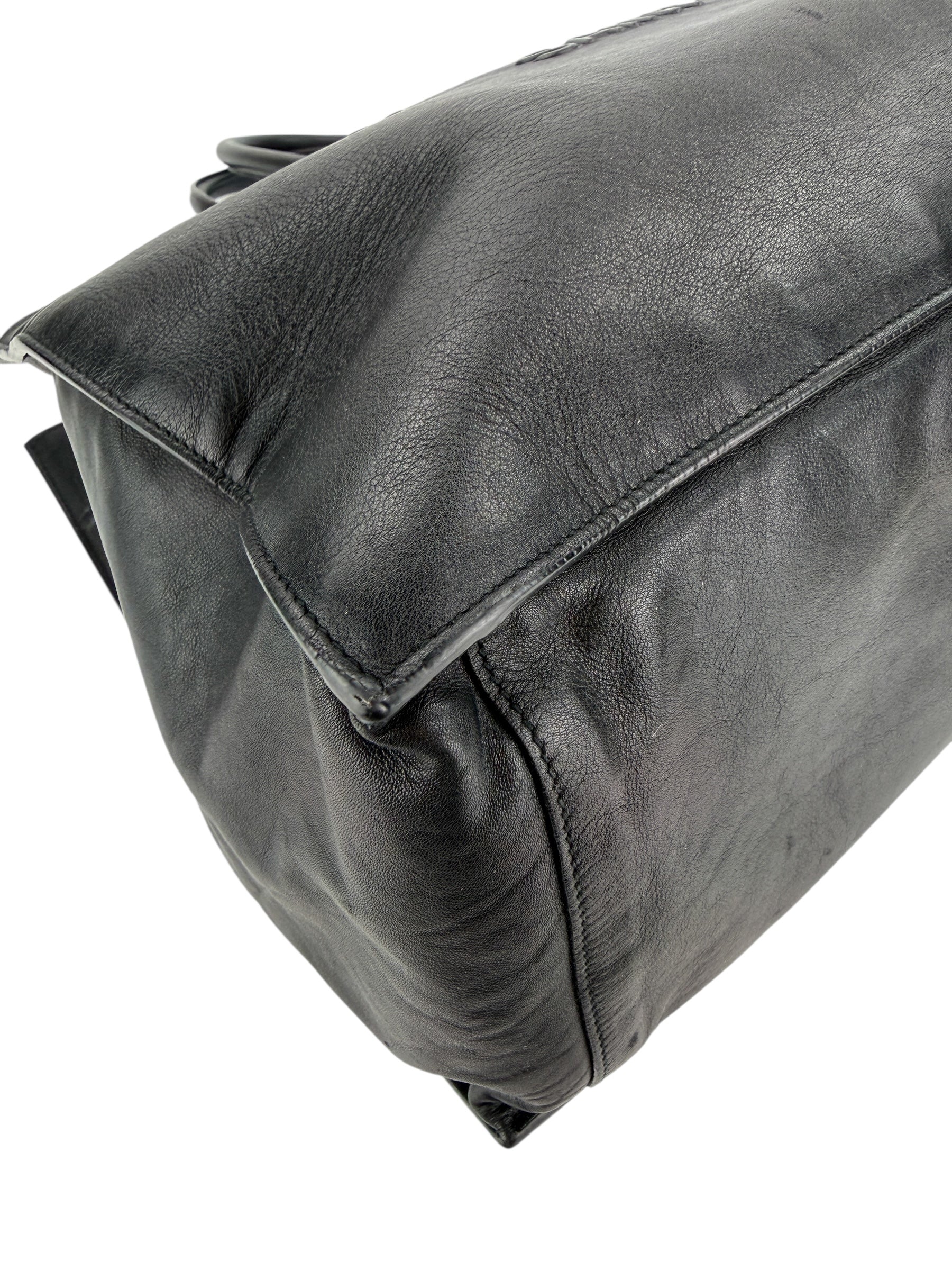 Saint Laurent Smooth Calfskin Rive Gauche Large Tote Black