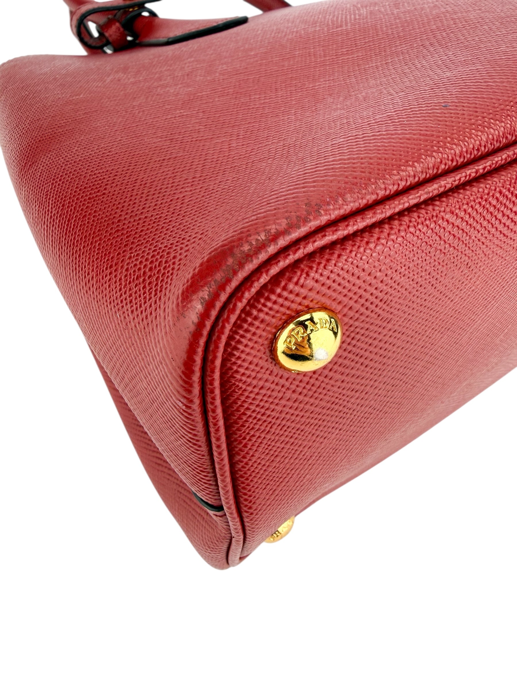 Prada Red Saffiano Cuir Medium Double Tote