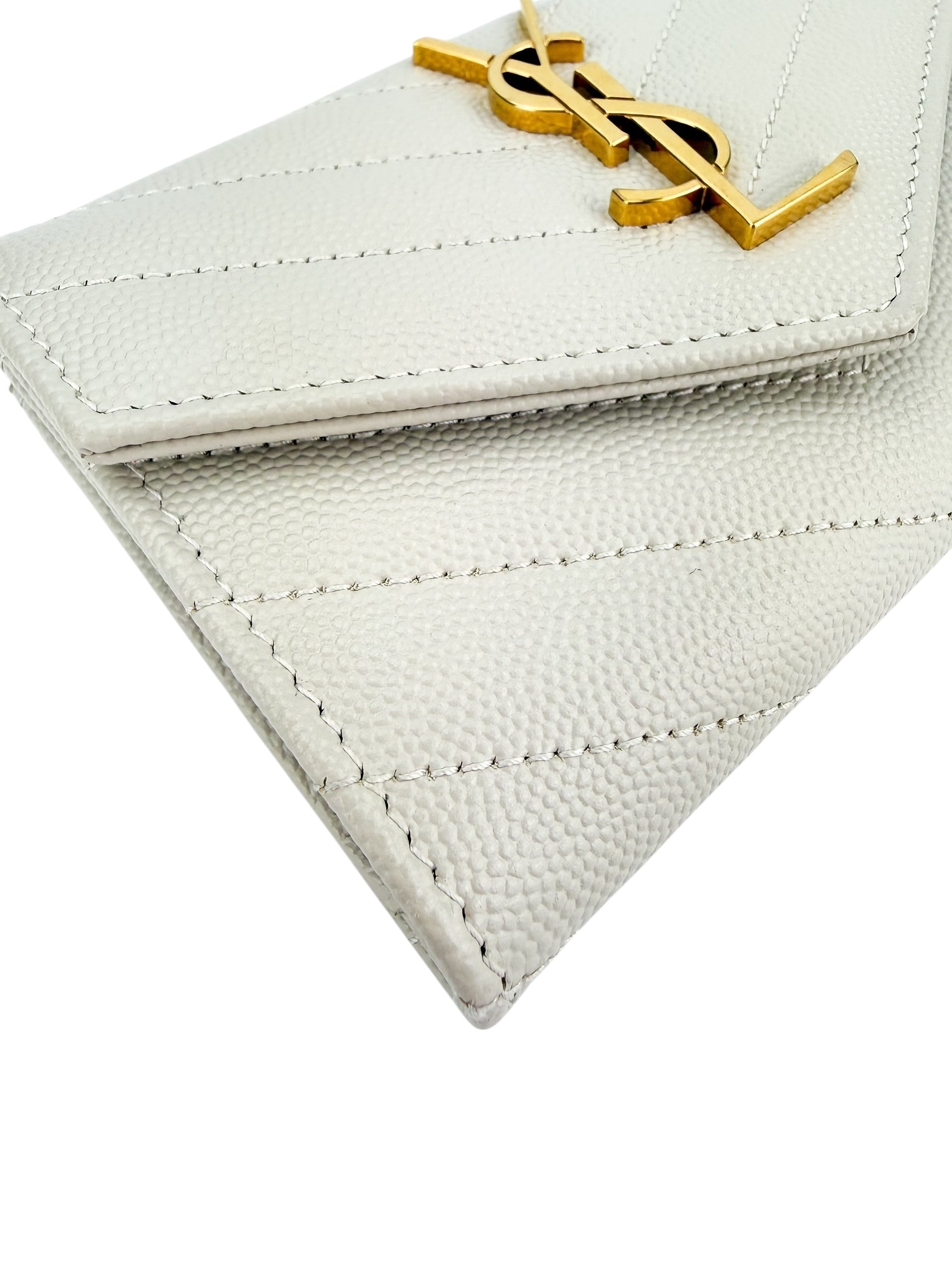 Saint Laurent Cassandre Grain De Poudre Wallet Soft Crema (Full Set)