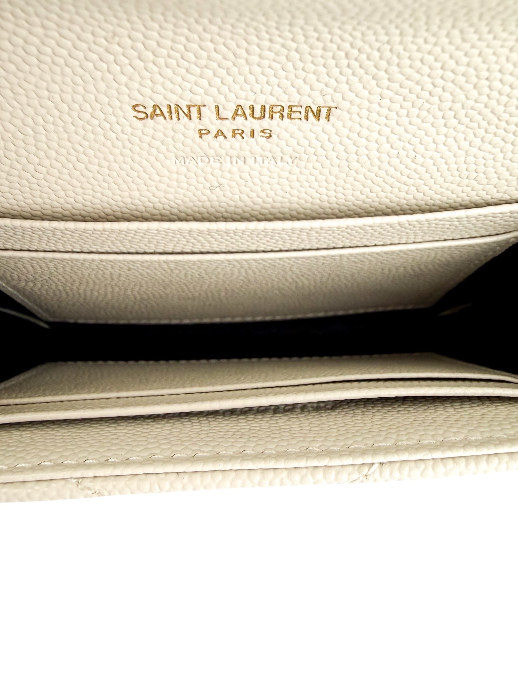Saint Laurent Cassandre Grain De Poudre Wallet Soft Crema (Full Set)