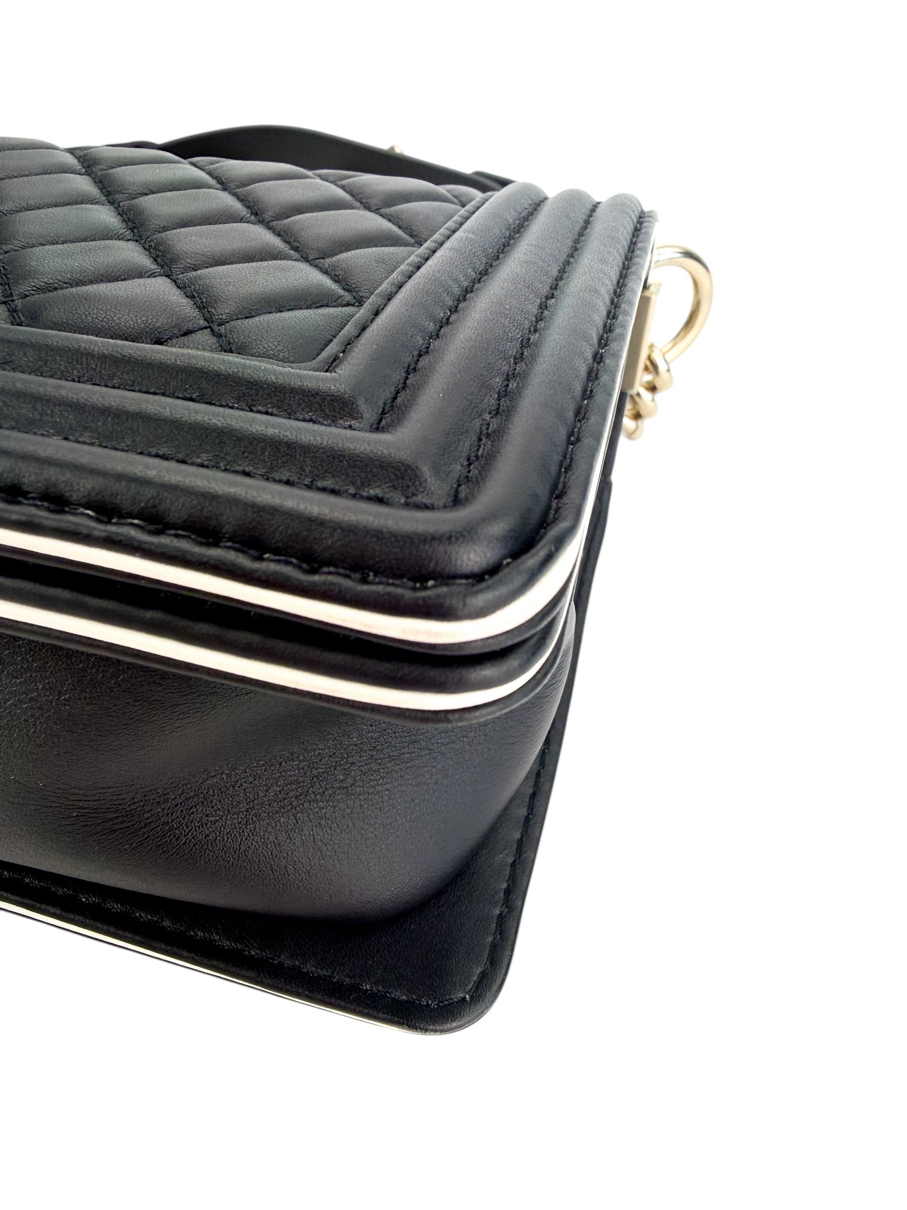 Chanel Quilted Medium Boy Top Handle Flap Black