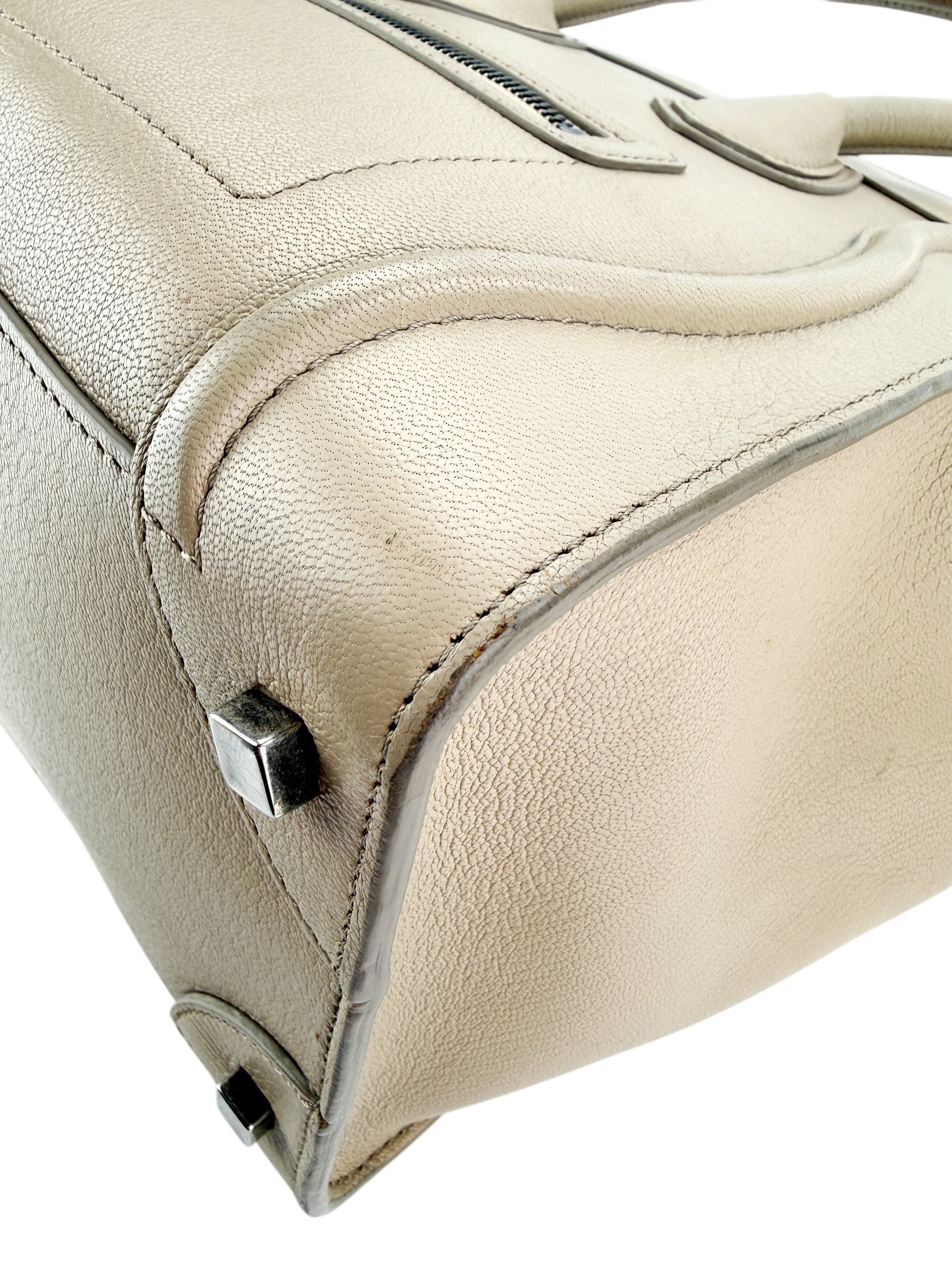 Celine Drummed Calfskin Mini Luggage Dune