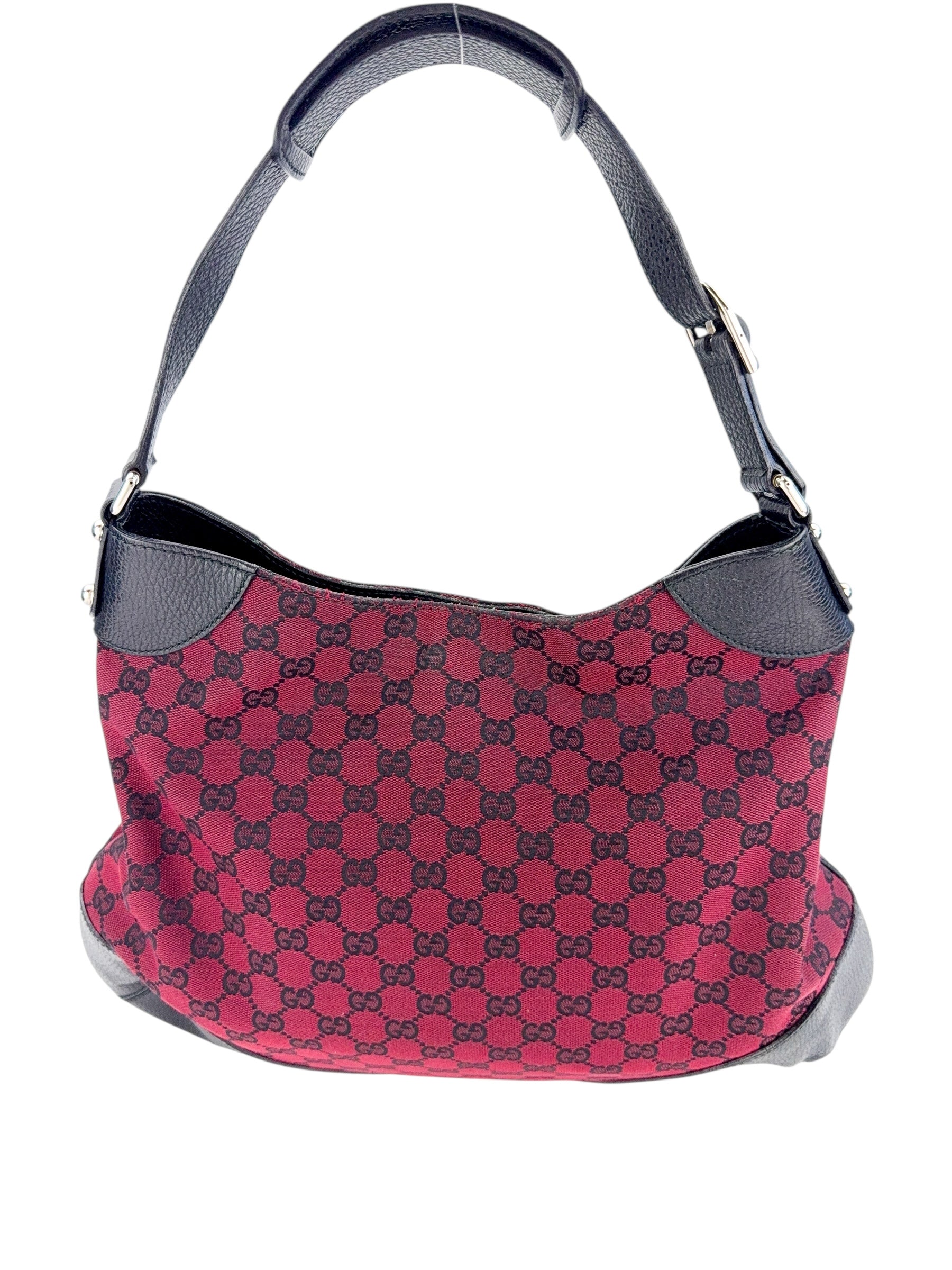 Gucci GG Canvas Hobo Shoulder Bag Burgundy