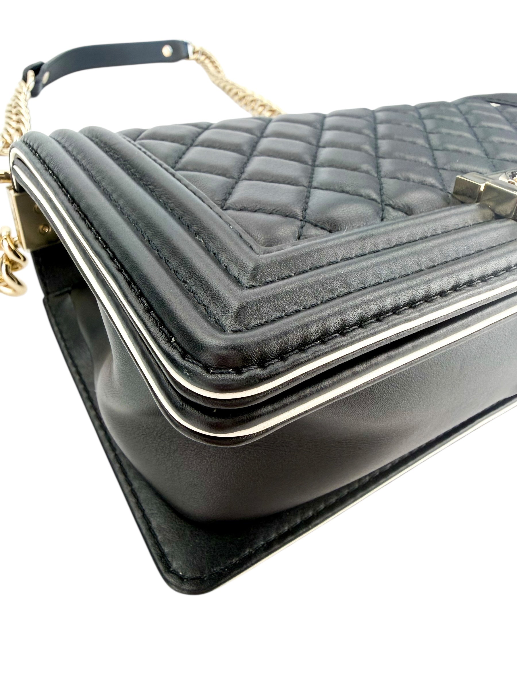 Chanel Quilted Medium Boy Top Handle Flap Black