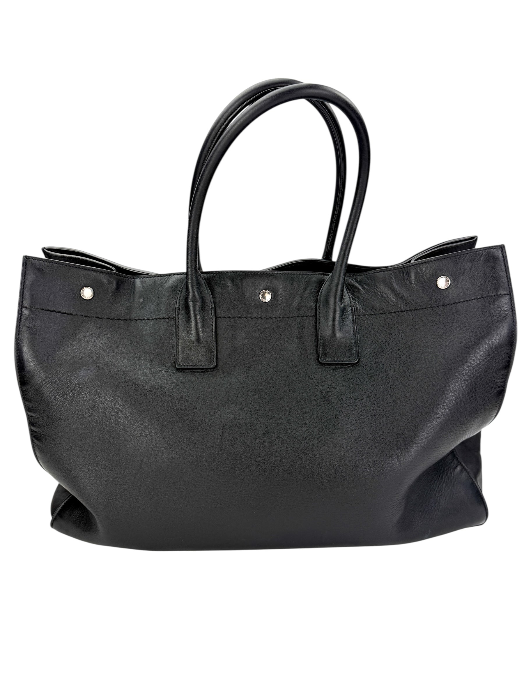 Saint Laurent Smooth Calfskin Rive Gauche Large Tote Black