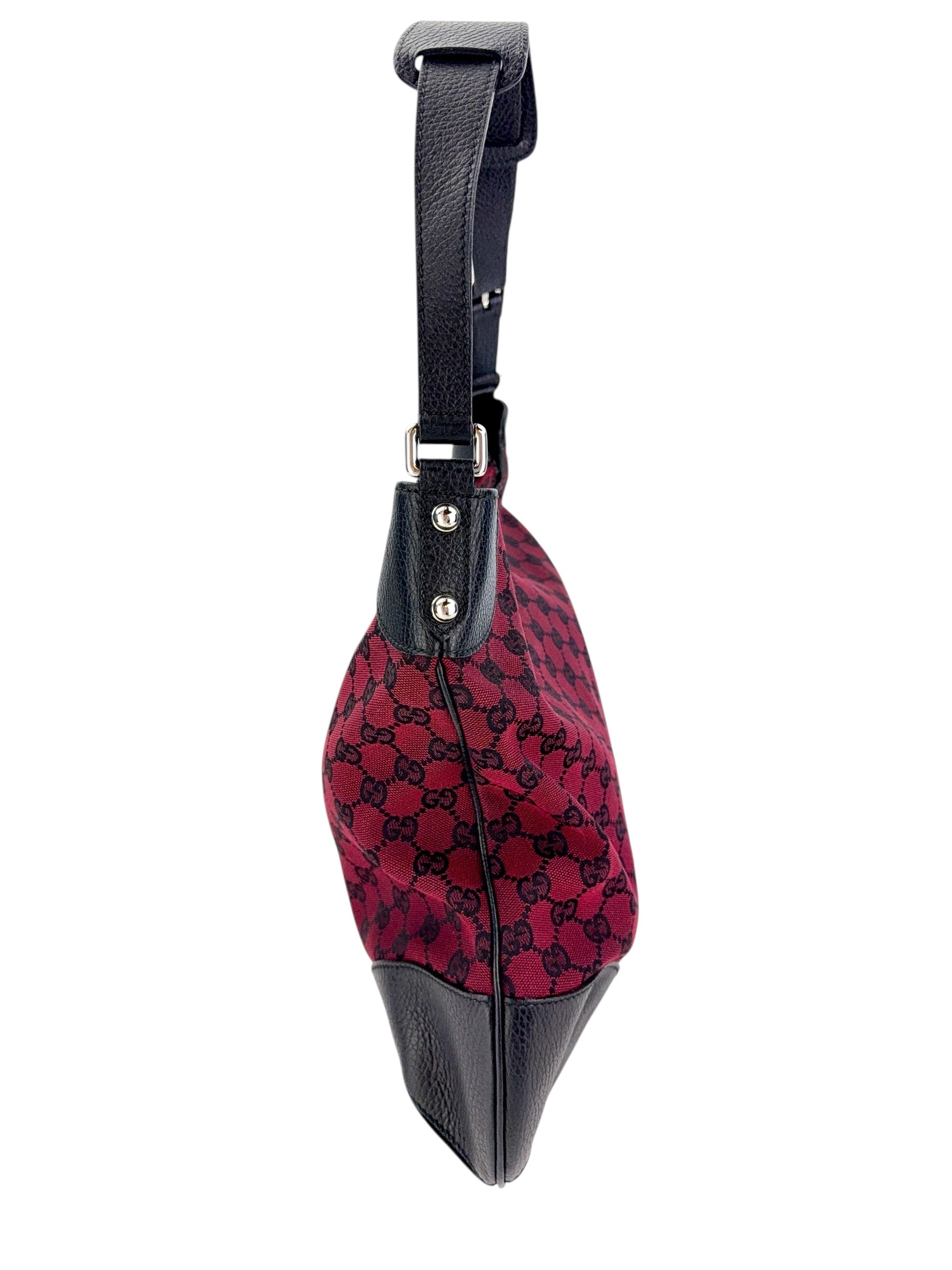 Gucci GG Canvas Hobo Shoulder Bag Burgundy