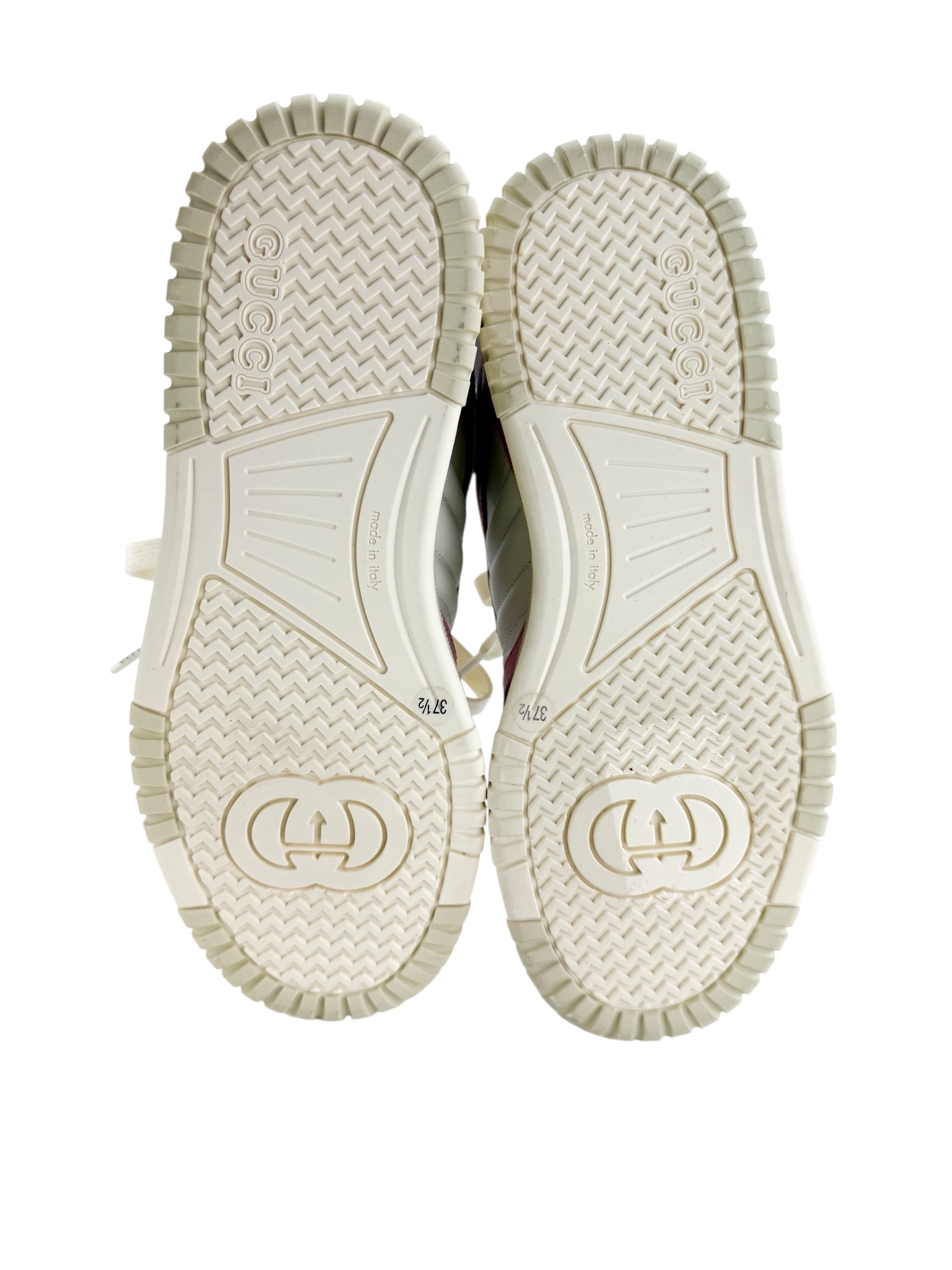 Gucci Calfskin Womens Re-Web Sneakers Size 37.5 White Pink