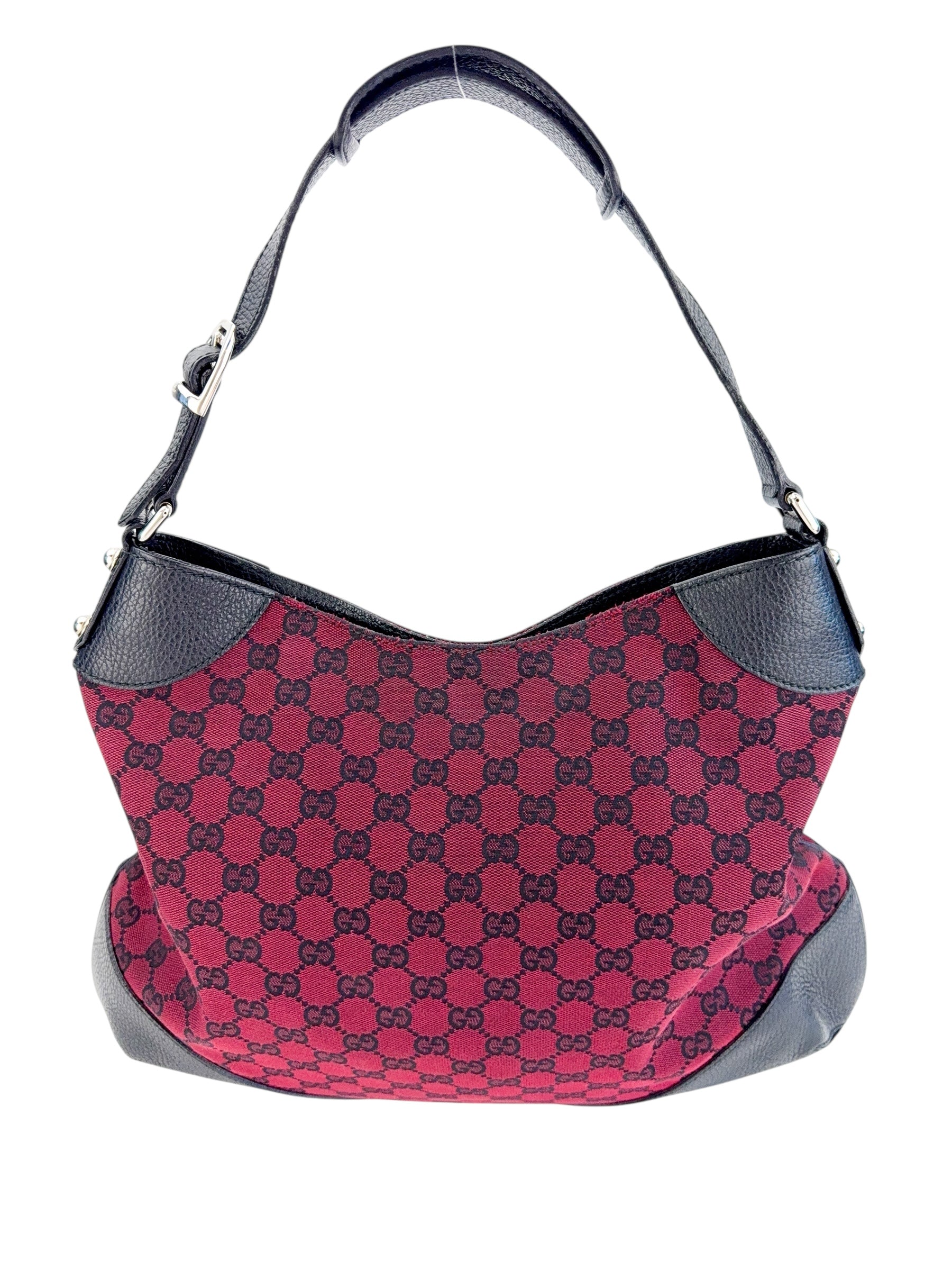 Gucci GG Canvas Hobo Shoulder Bag Burgundy