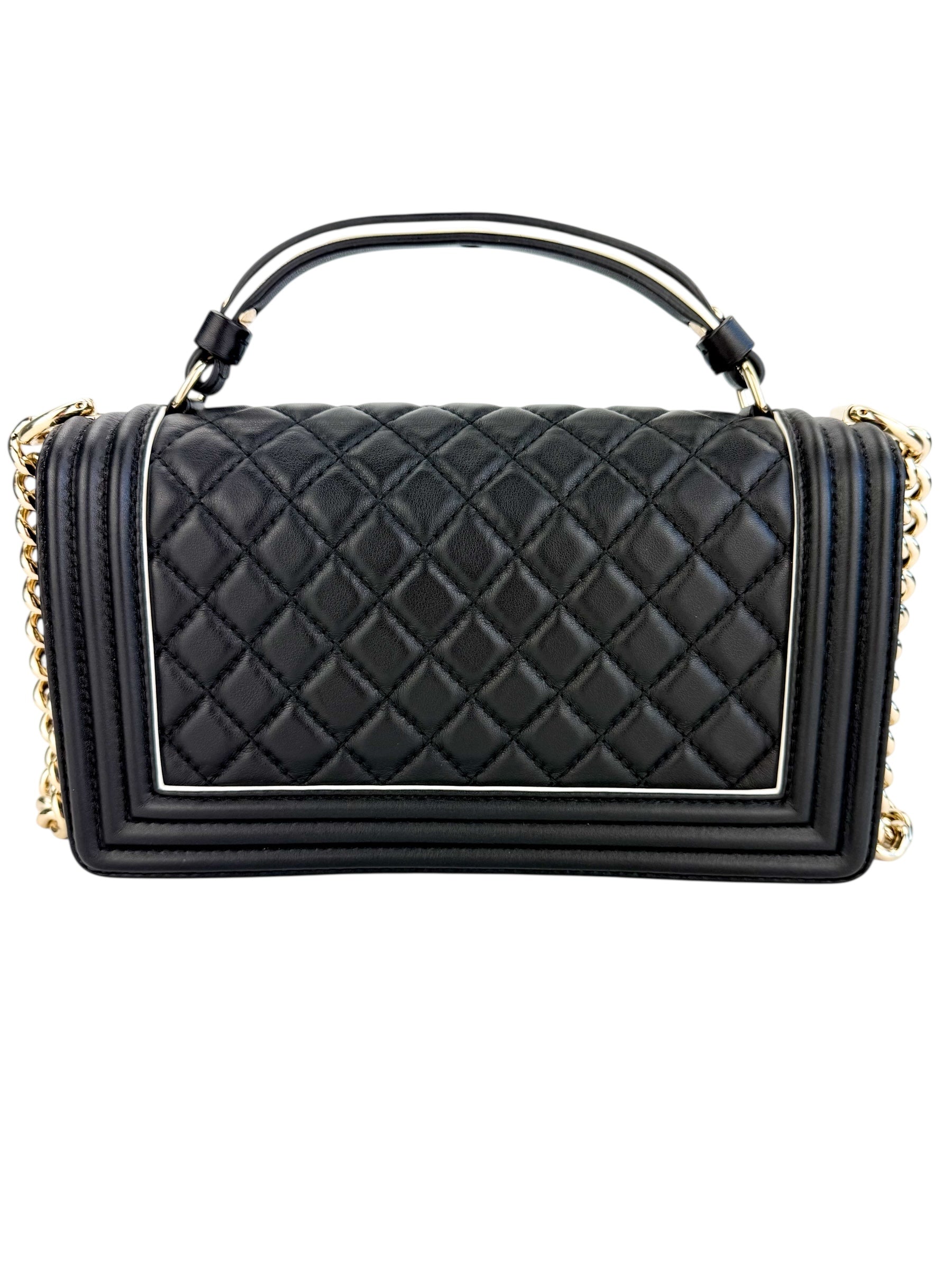 Chanel Quilted Medium Boy Top Handle Flap Black