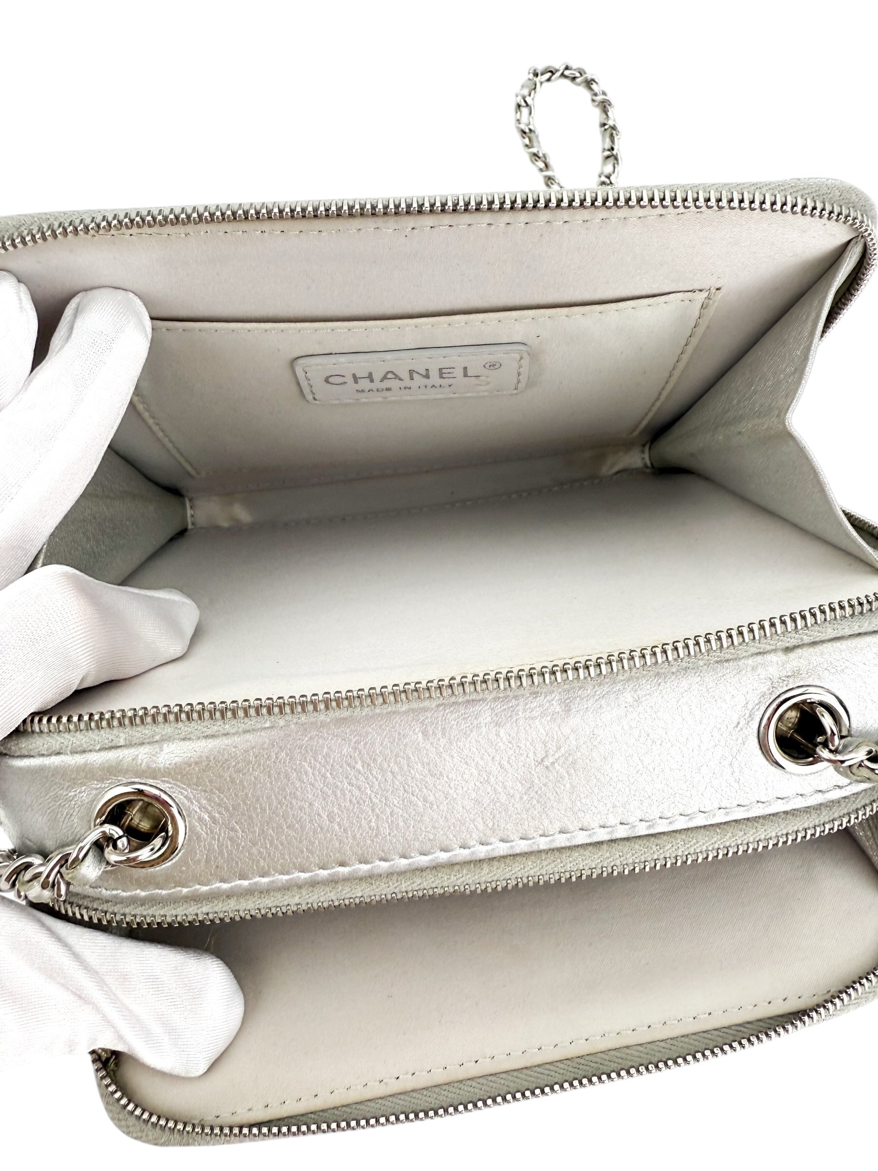 Chanel Small Pocket Box Camera Bag Metallic Silver