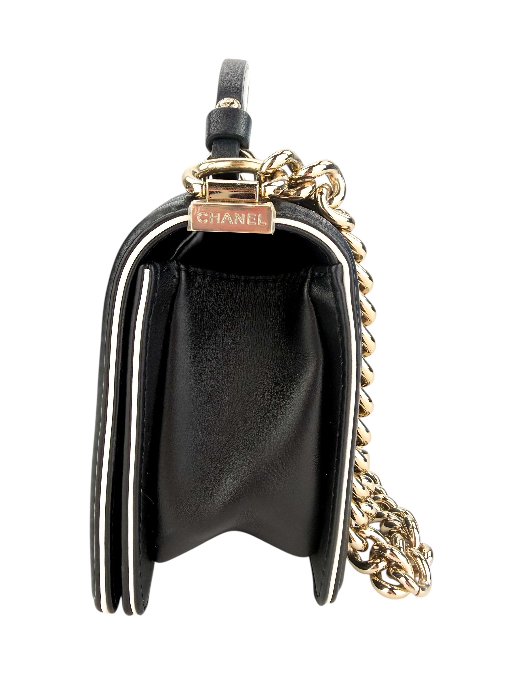 Chanel Quilted Medium Boy Top Handle Flap Black