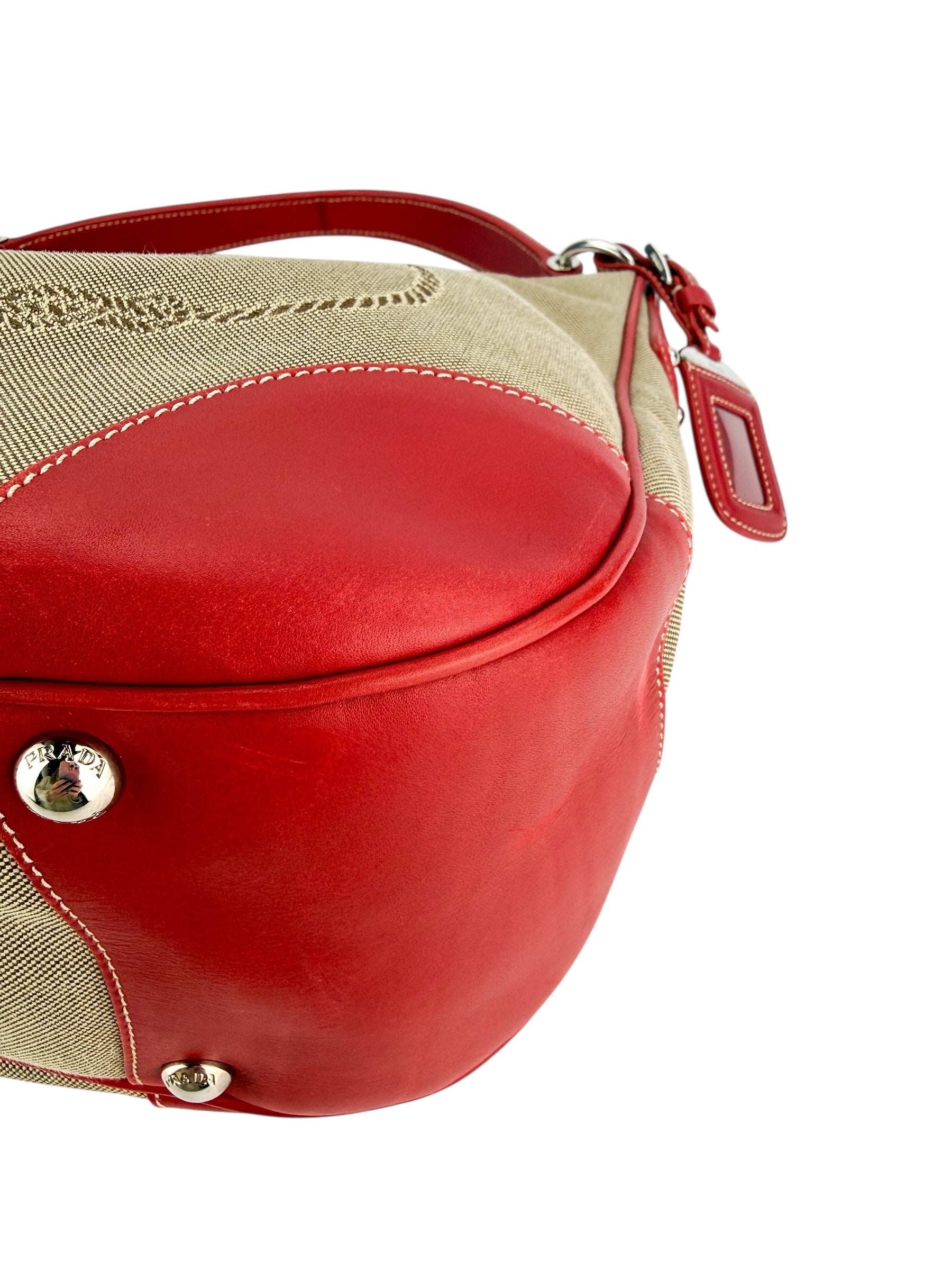 Prada Canapa Logo Jacquard Hobo Shoulder Bag