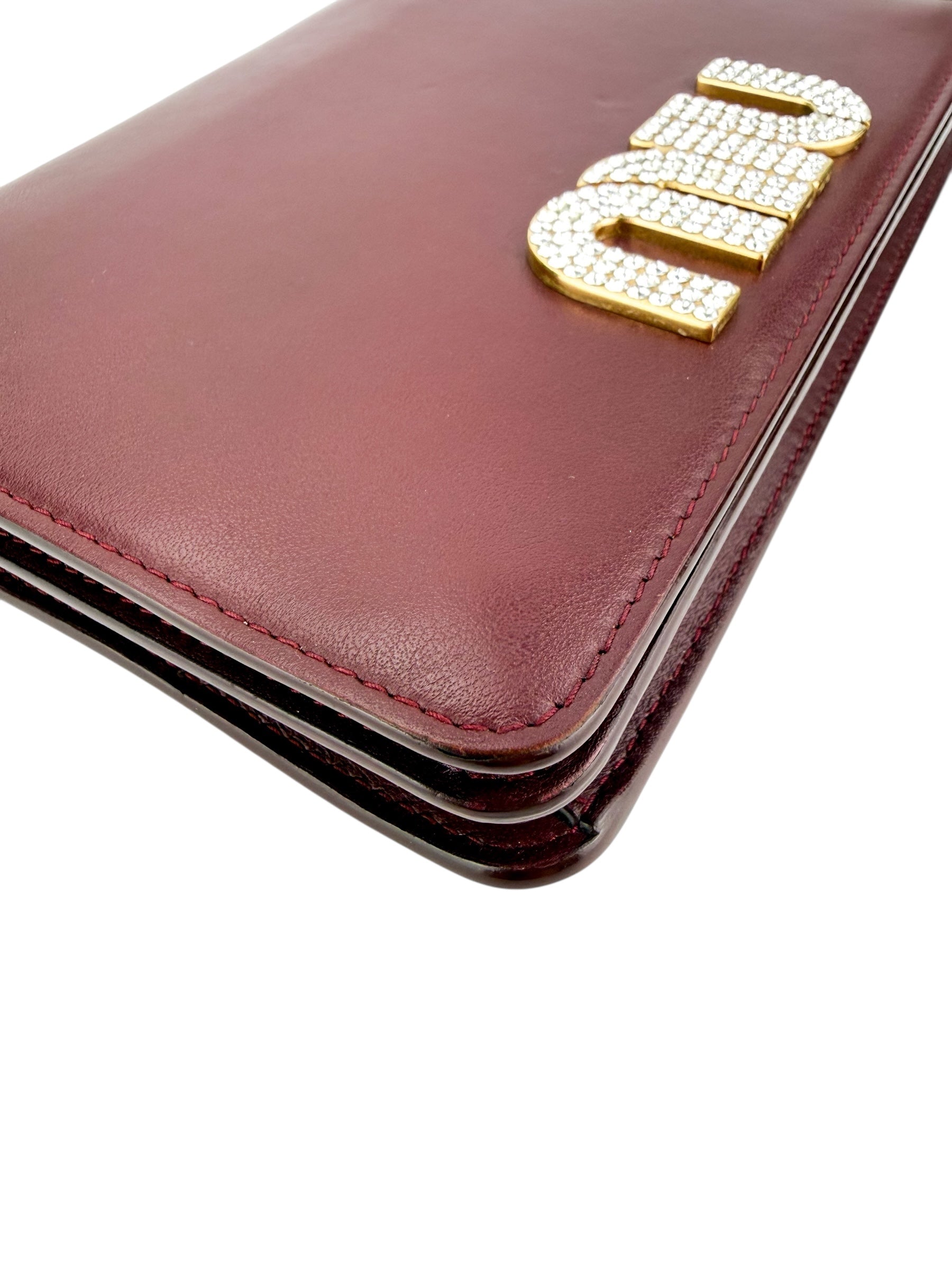 Miu Miu Wallet on Chain Burgundy