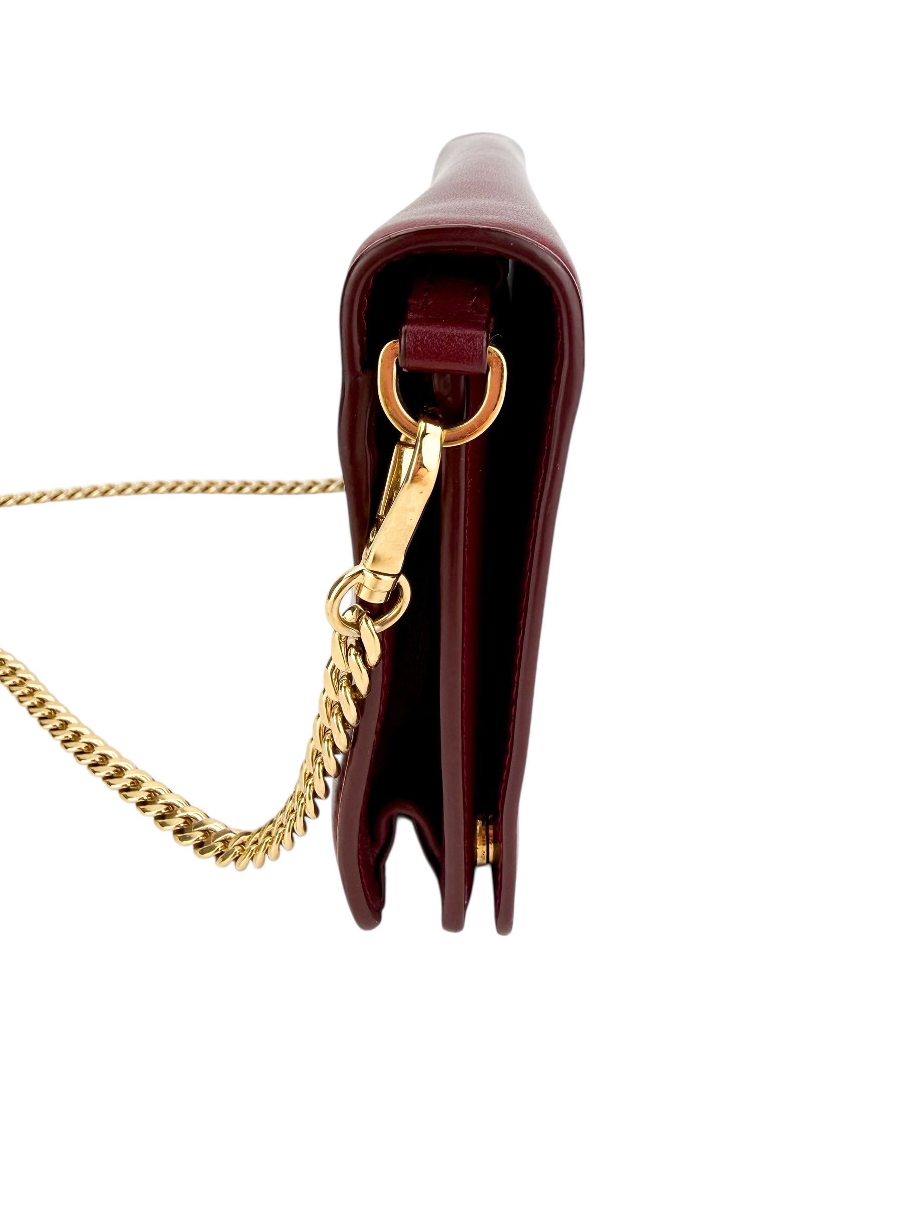 Miu Miu Wallet on Chain Burgundy