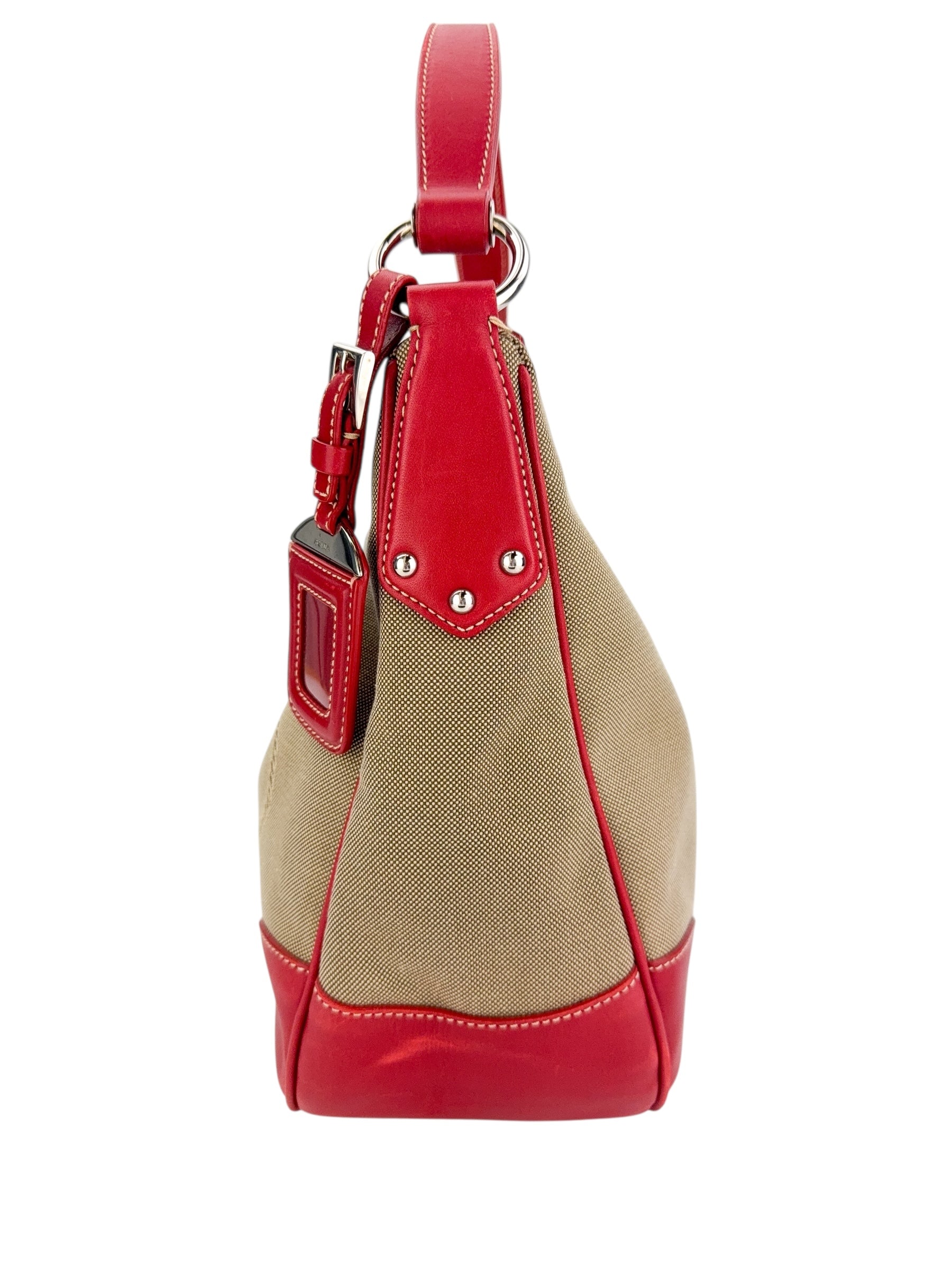 Prada Canapa Logo Jacquard Hobo Shoulder Bag