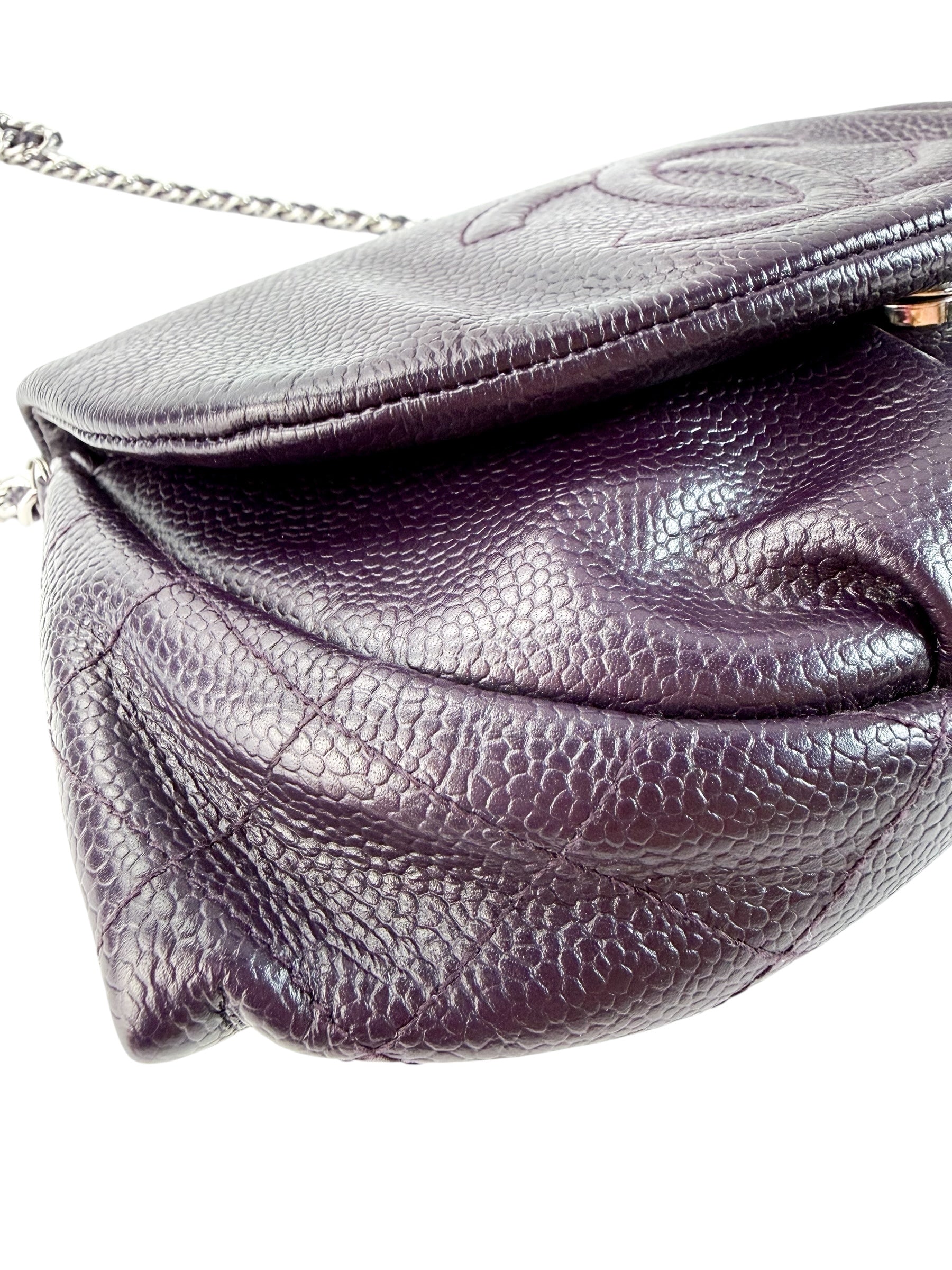 Chanel Caviar Half Moon Wallet on Chain WOC Deep Purple