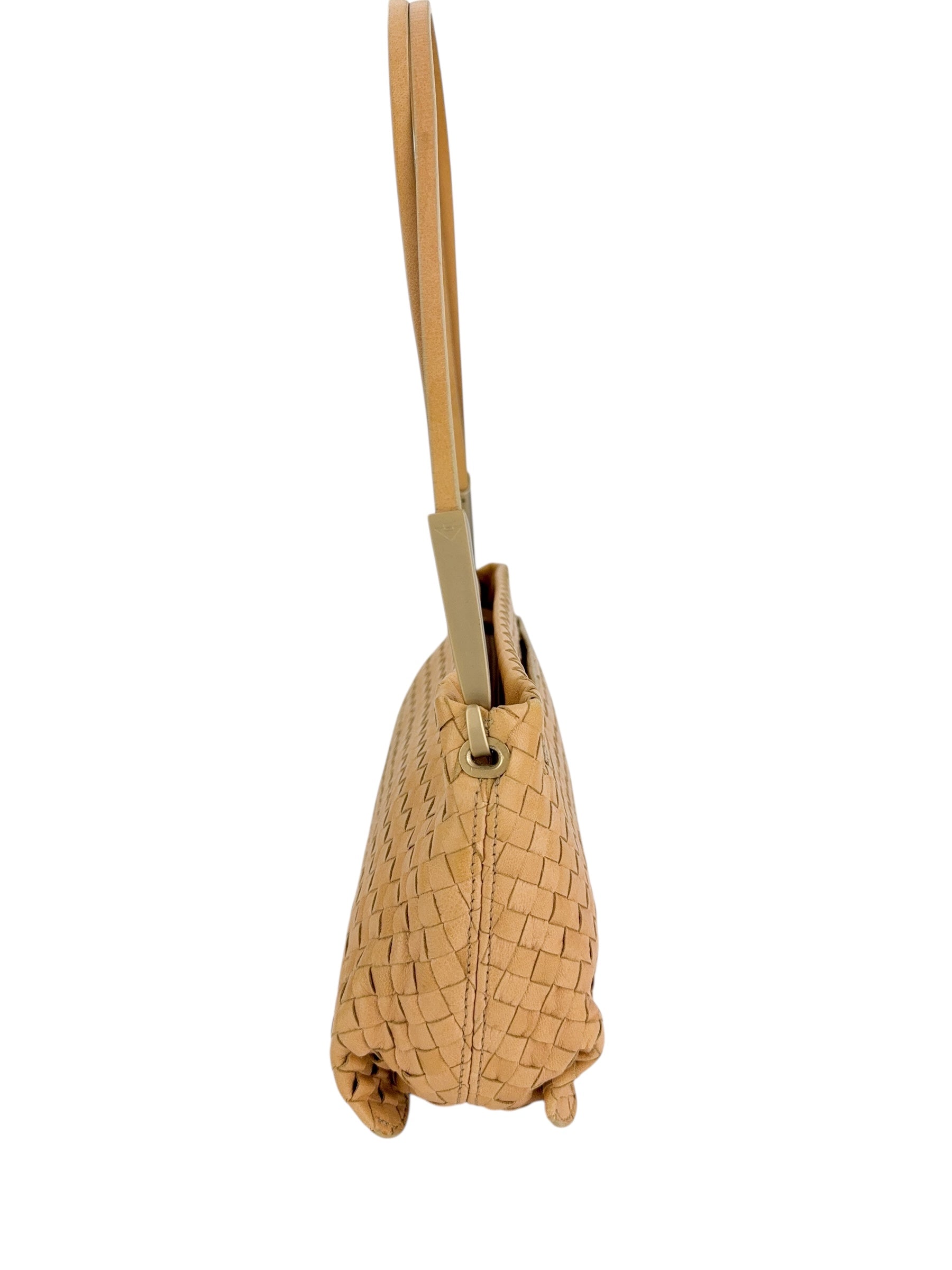 Bottega Veneta Intrecciato Vintage Shoulder Bag Beige