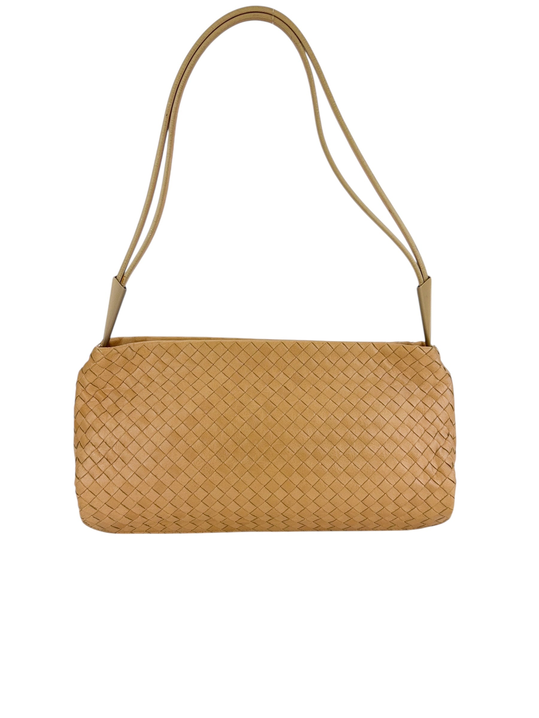 Bottega Veneta Intrecciato Vintage Shoulder Bag Beige