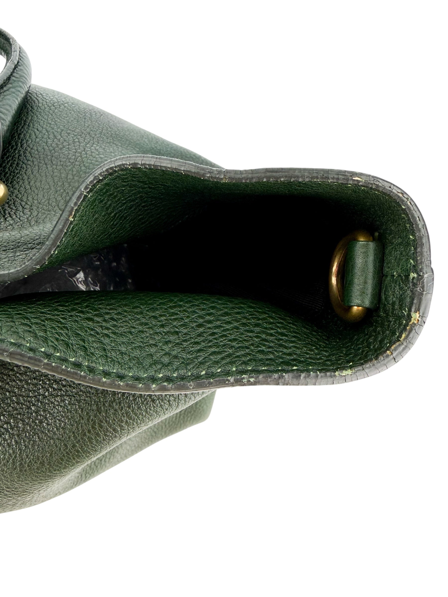 Prada Vitello Phenix Leather Tote Green