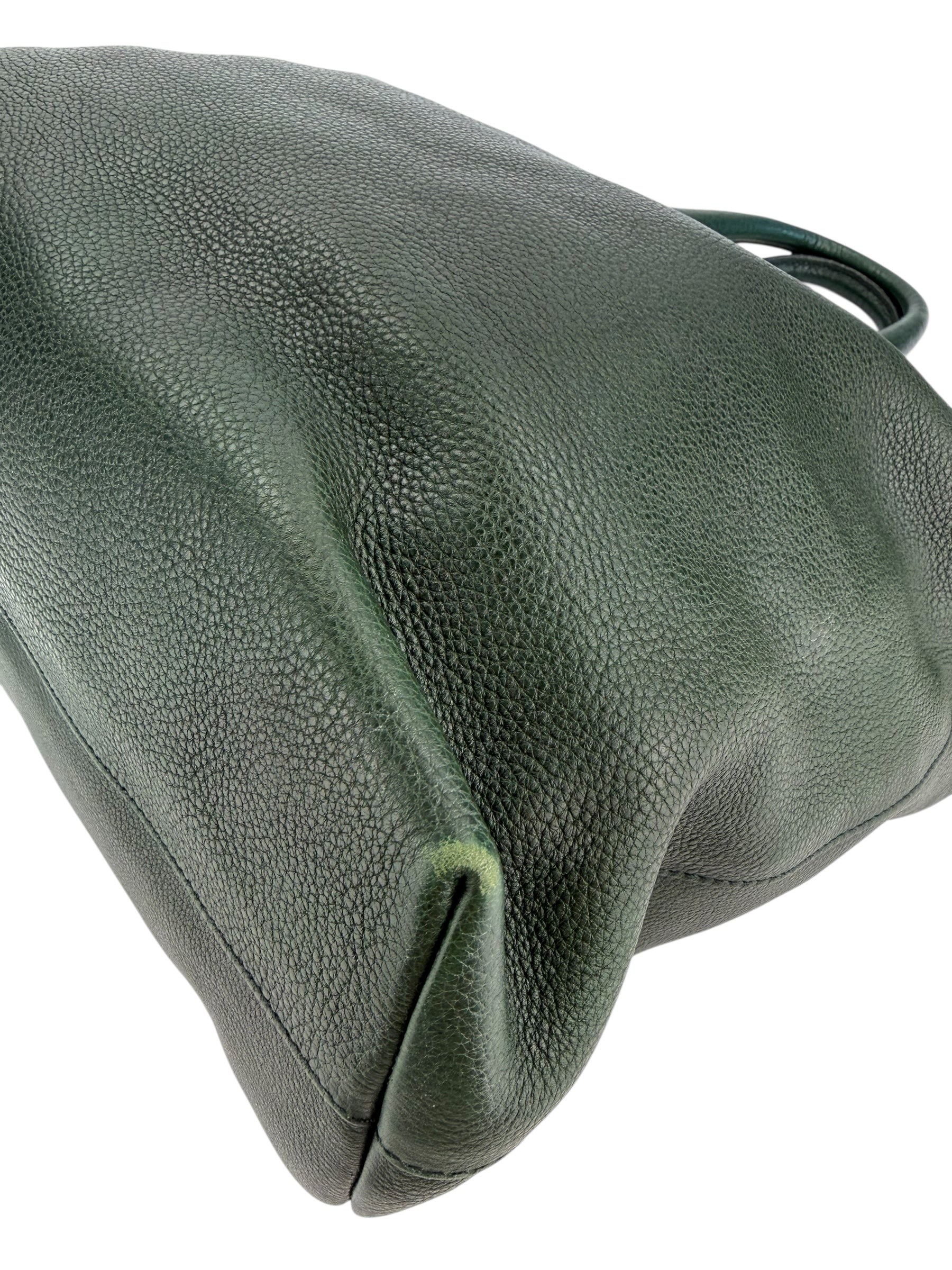 Prada Vitello Phenix Leather Tote Green
