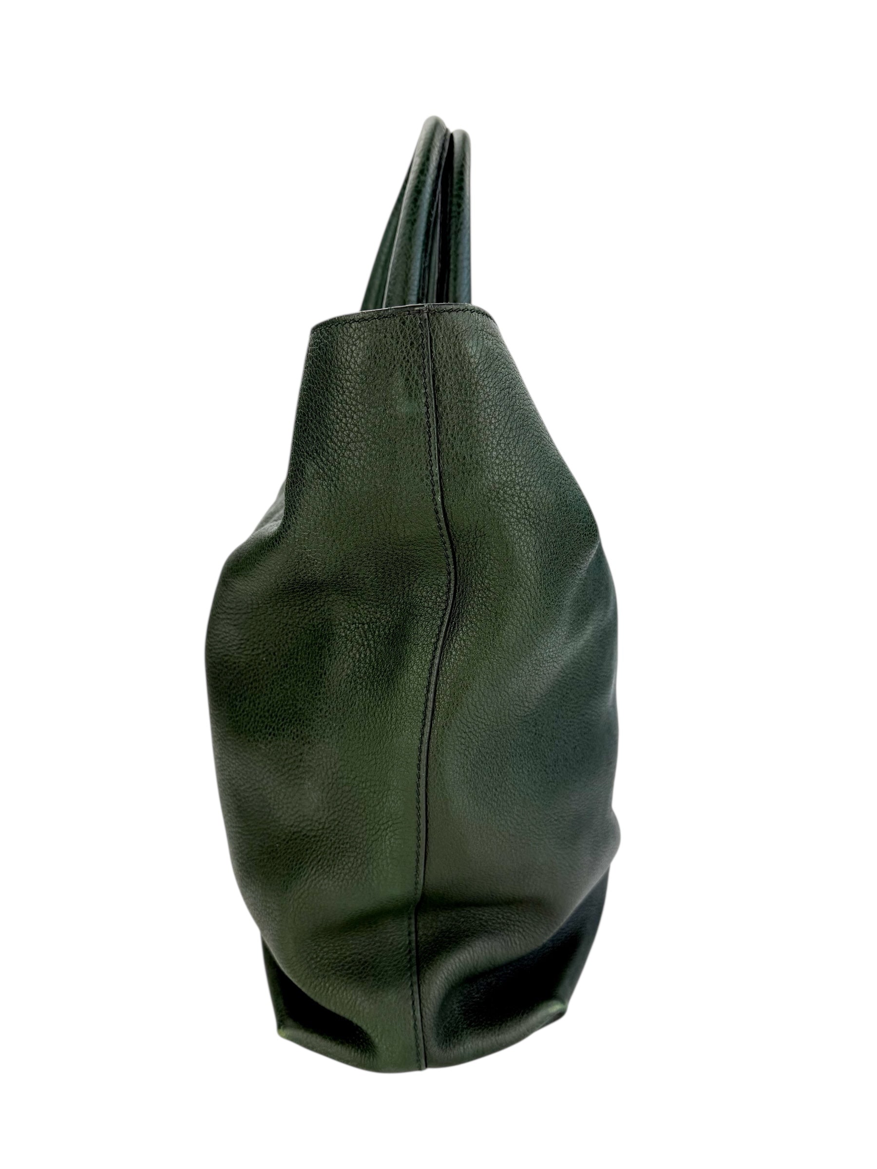 Prada Vitello Phenix Leather Tote Green