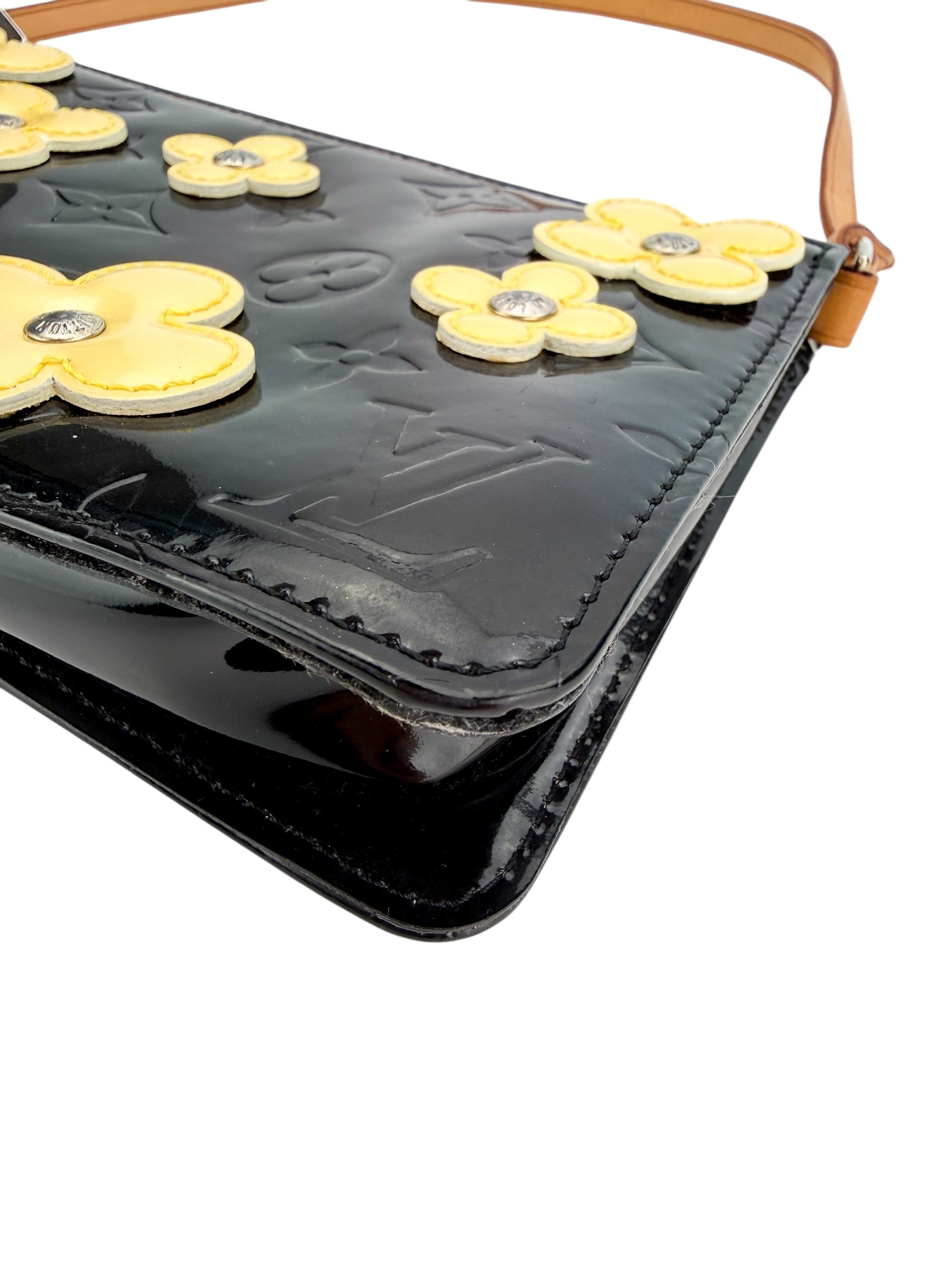 Louis Vuitton Vintage Lexington Fleurs Pochette Monogram Vernis Black