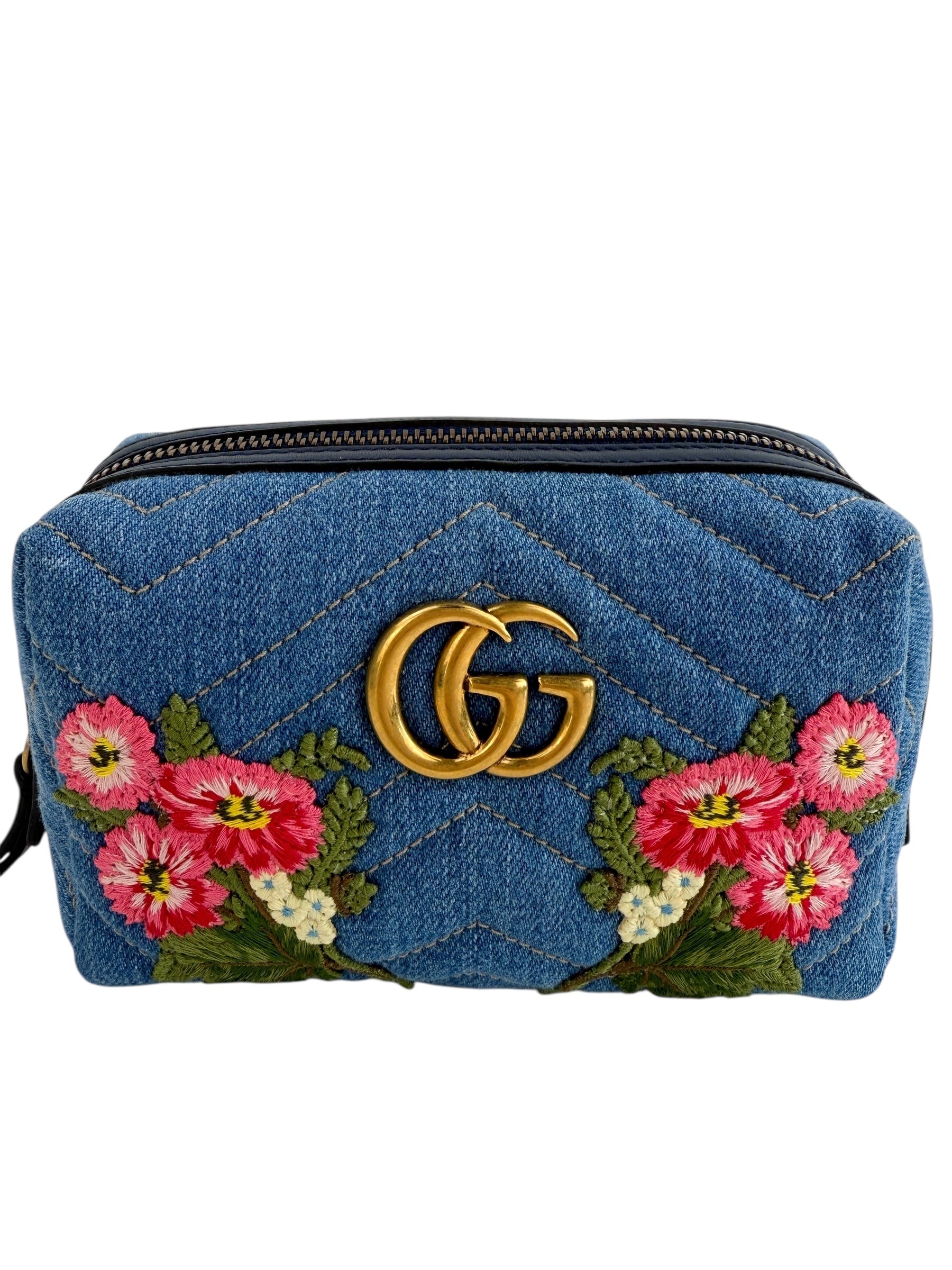 Gucci Denim Matelasse Flower Japan Limited GG Pouch