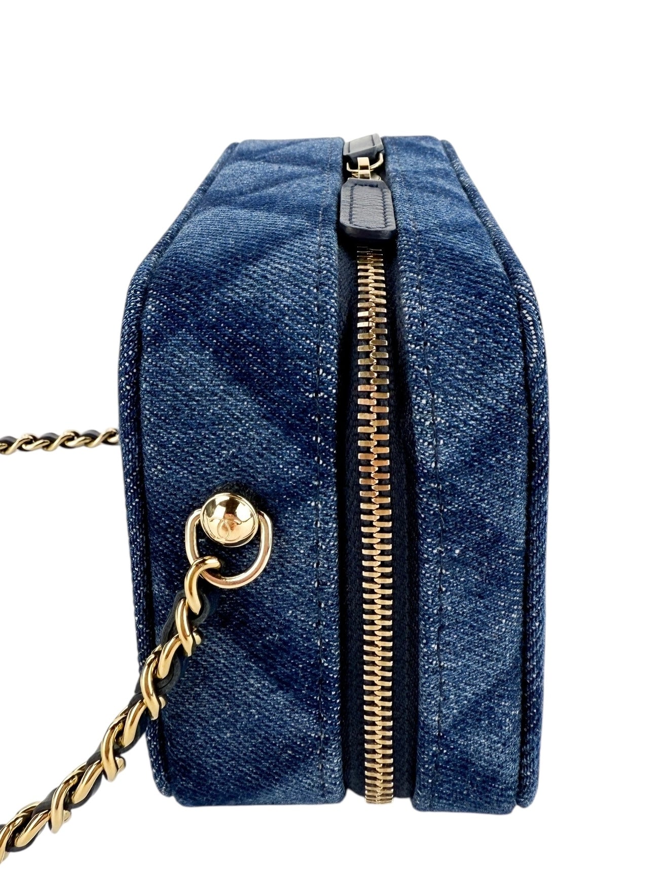Chanel Printed Denim CC Camera Bag Blue