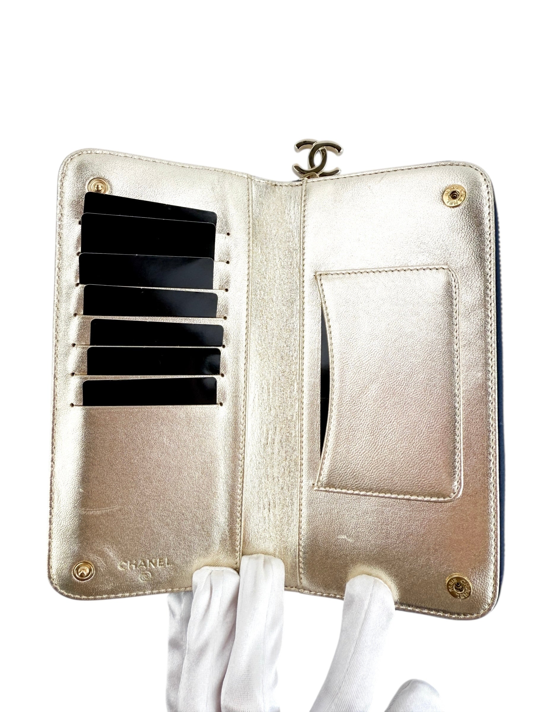 Chanel Denim Vintage Zip Around Wallet (Full Set)