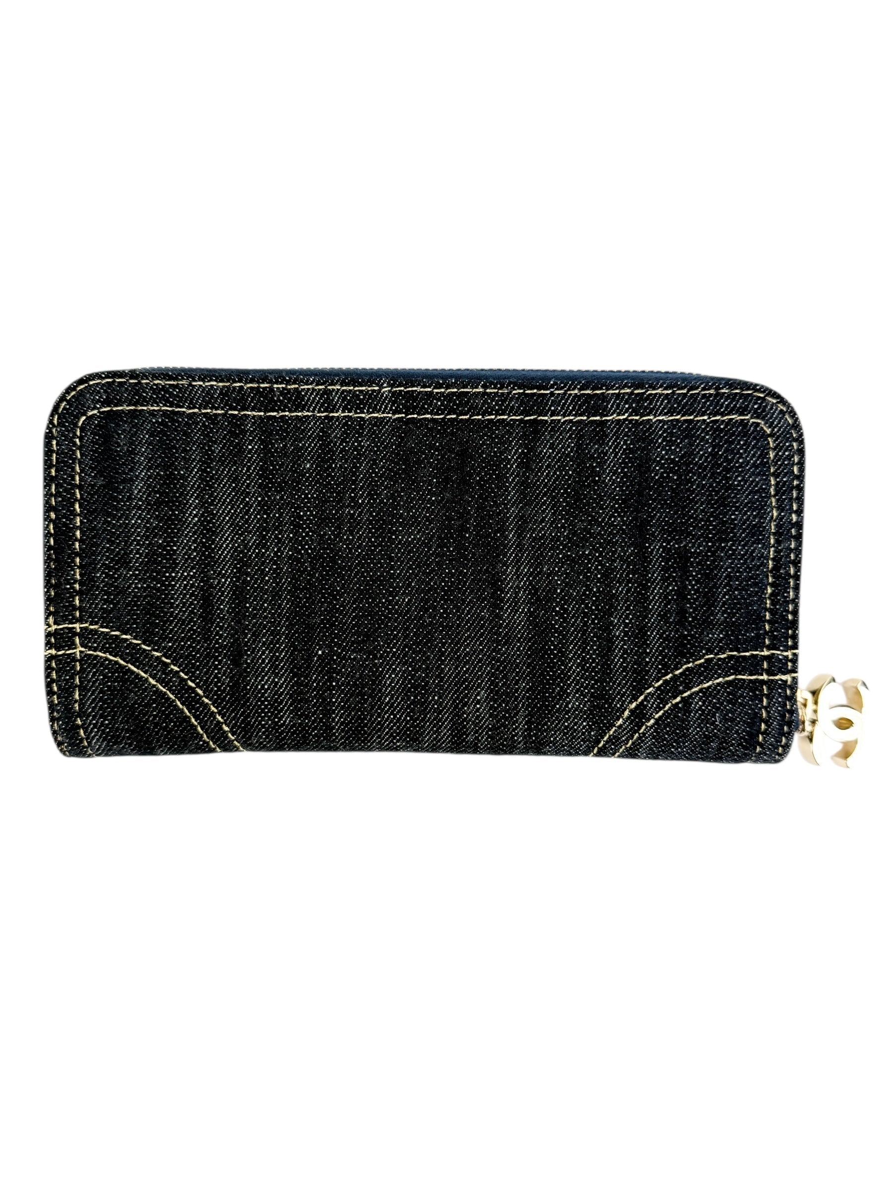 Chanel Denim Vintage Zip Around Wallet (Full Set)