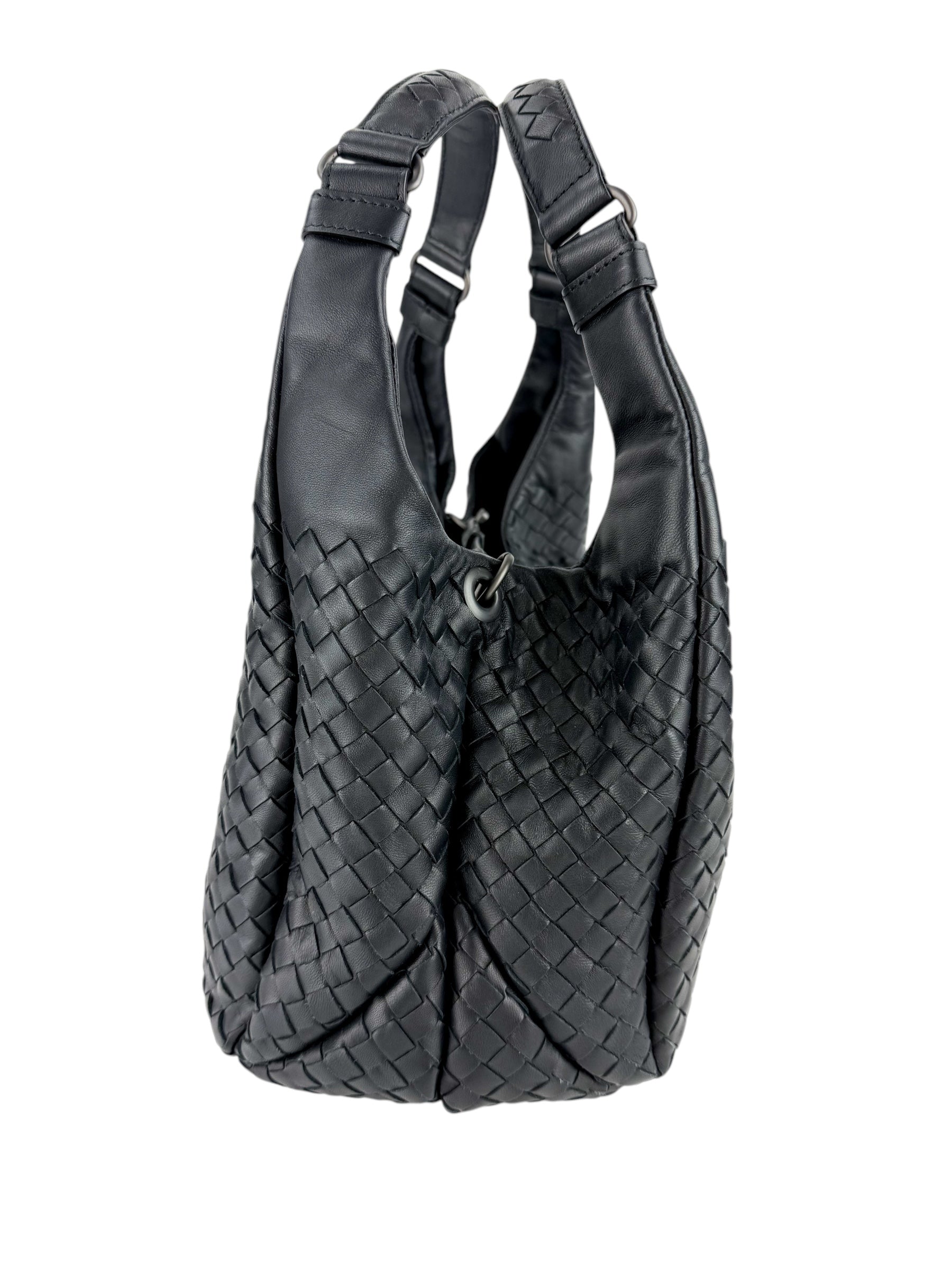 Bottega Veneta Black Intrecciato Campana Hobo