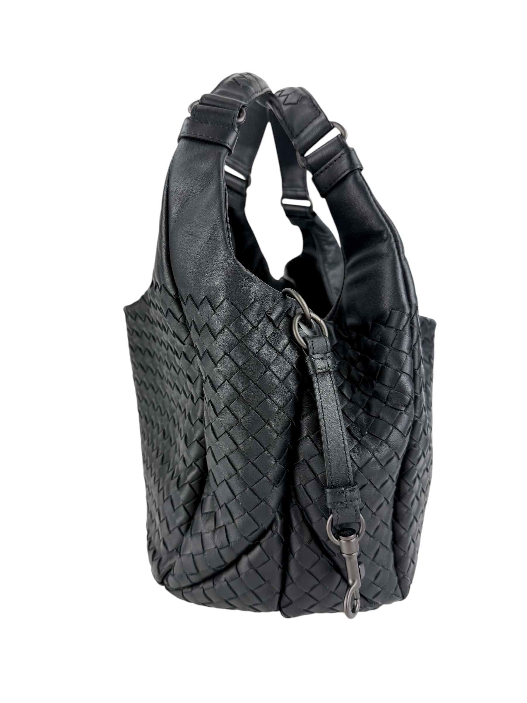 Bottega Veneta Black Intrecciato Campana Hobo