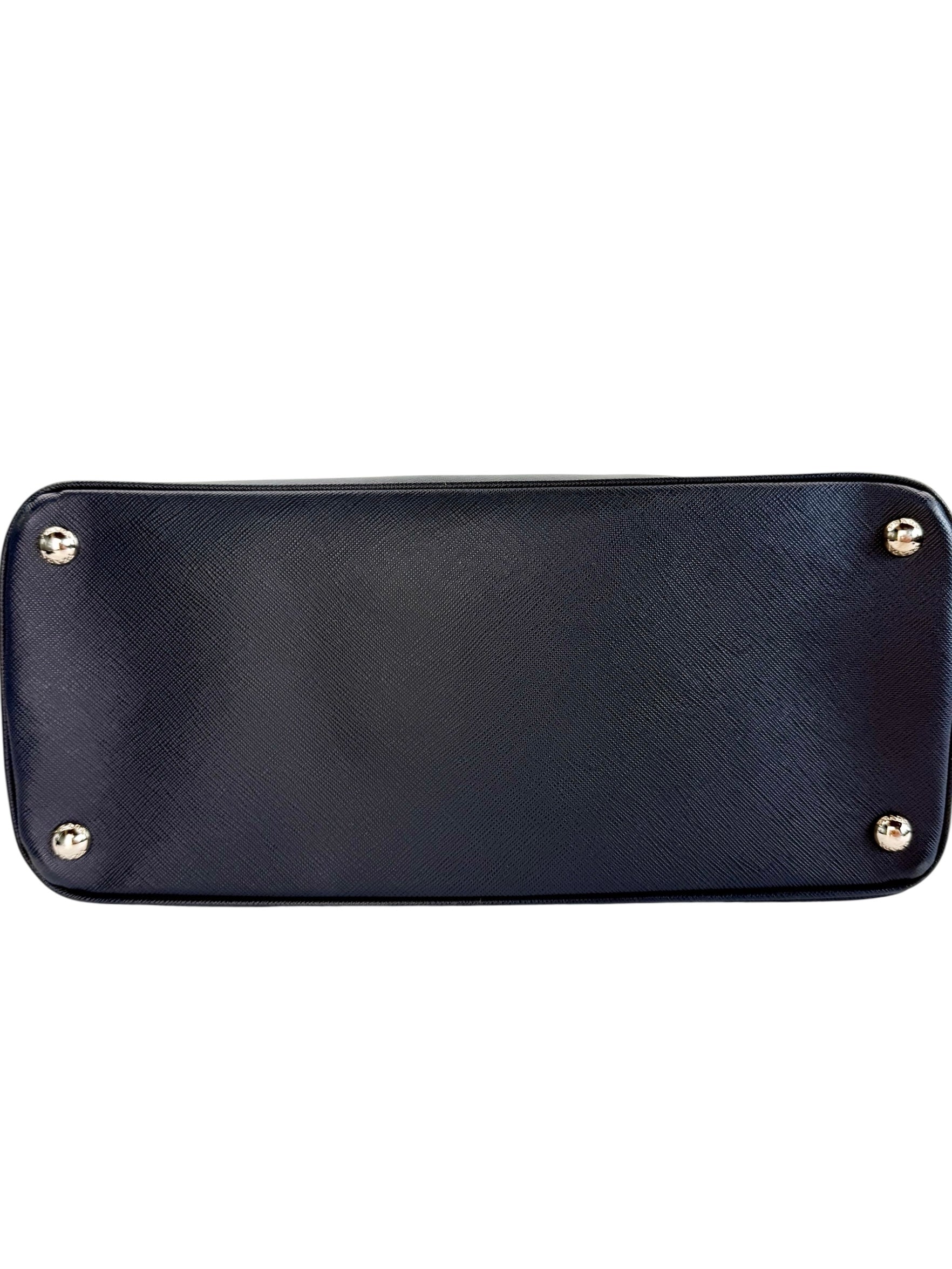 Prada Navy Saffiano Leather Double Zip Tote