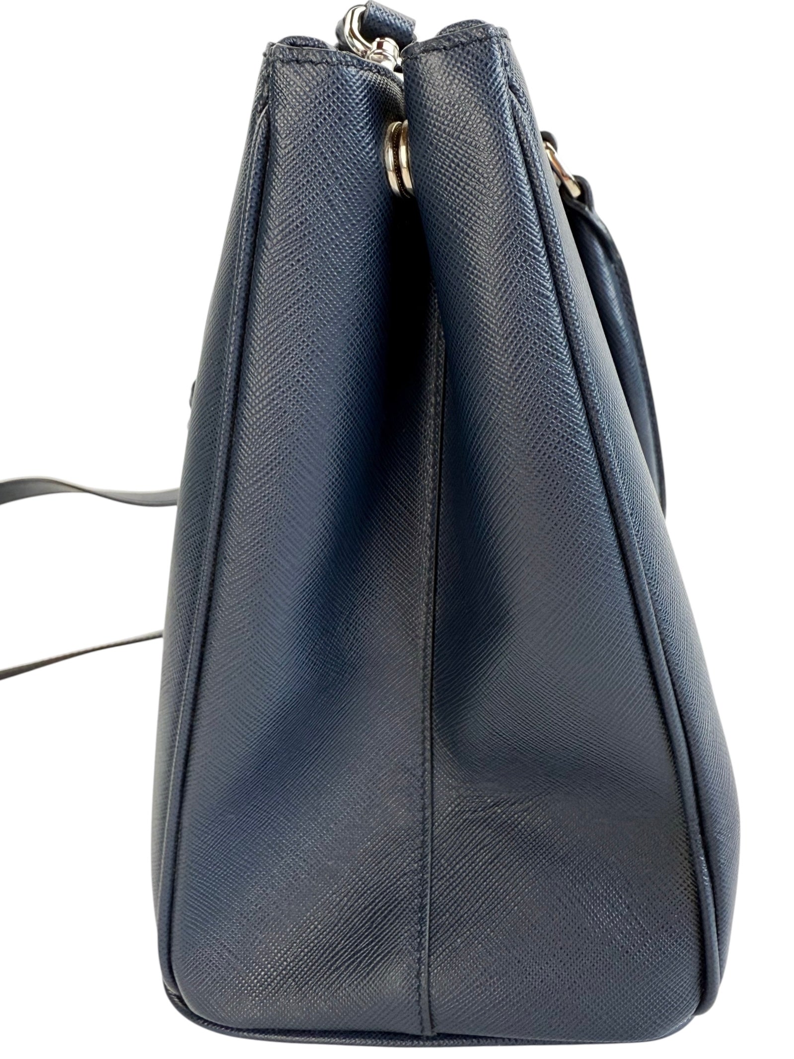 Prada Navy Saffiano Leather Double Zip Tote