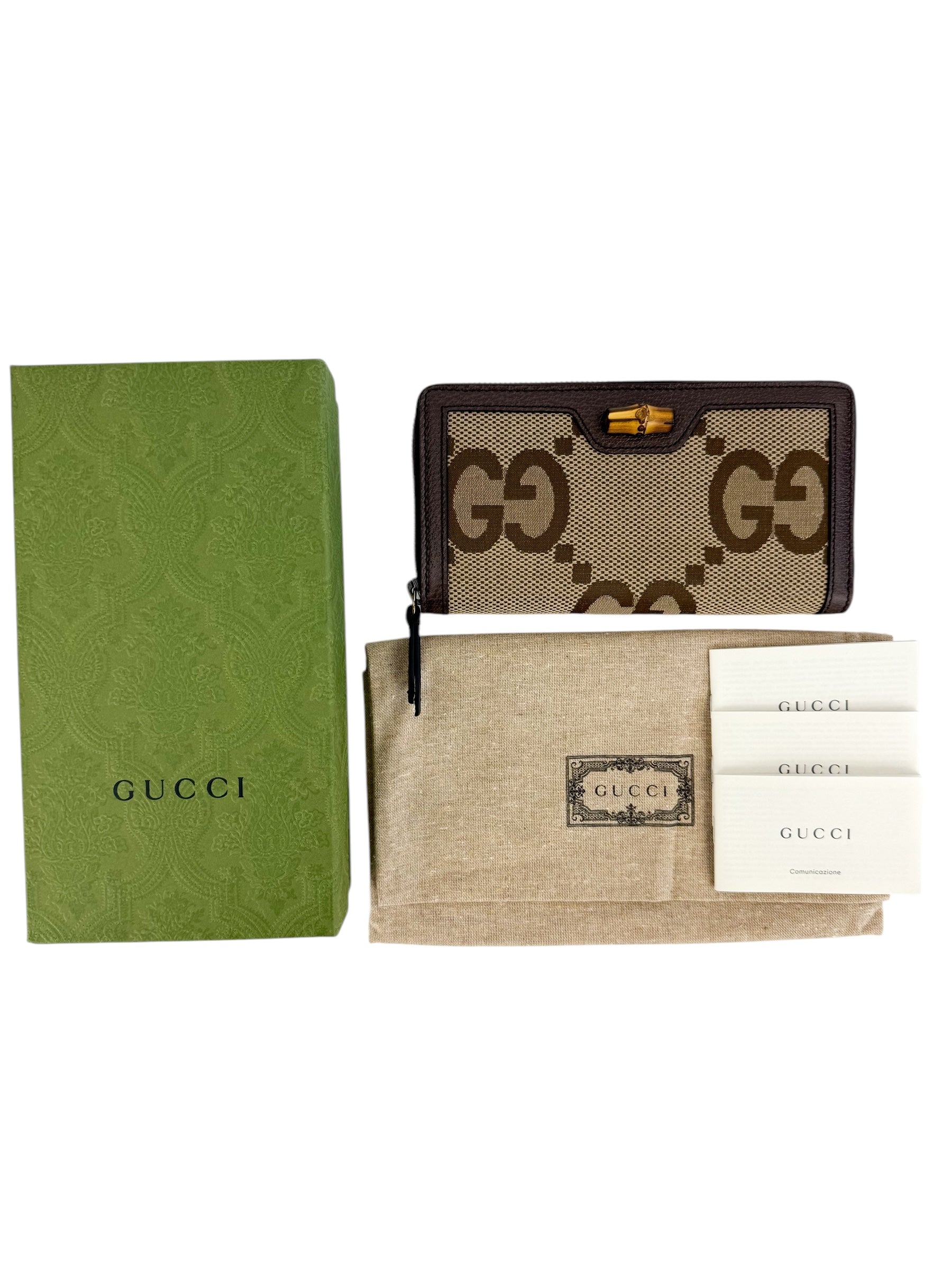 Gucci Jumbo Monogram Diana Zip Around Wallet (Full Set)