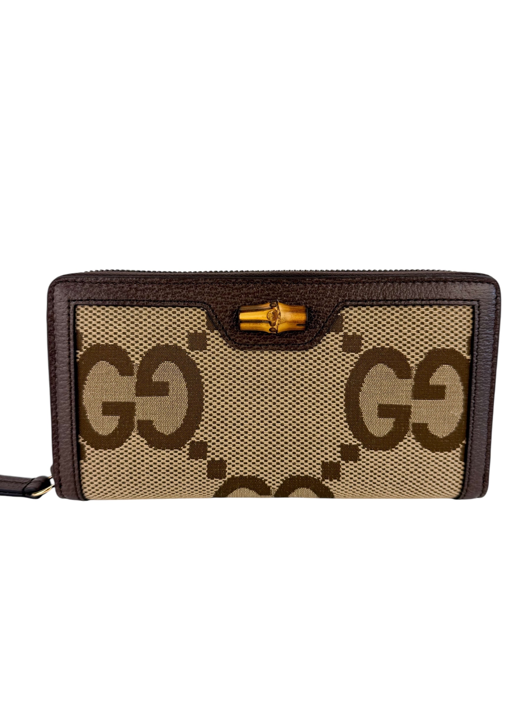 Gucci Jumbo Monogram Diana Zip Around Wallet (Full Set)